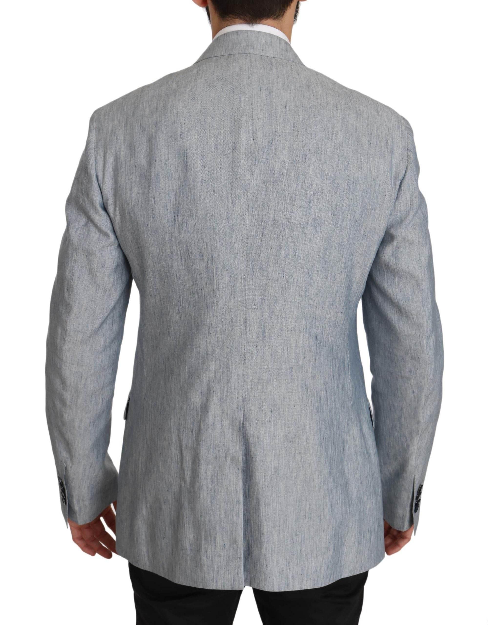 Dolce & Gabbana Elegant Light Blue Double Breasted Blazer - Hilstor