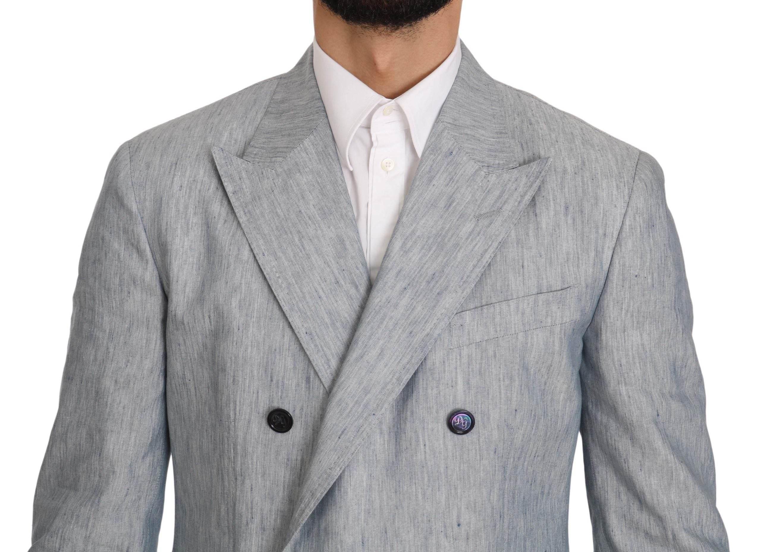 Dolce & Gabbana Elegant Light Blue Double Breasted Blazer - Hilstor