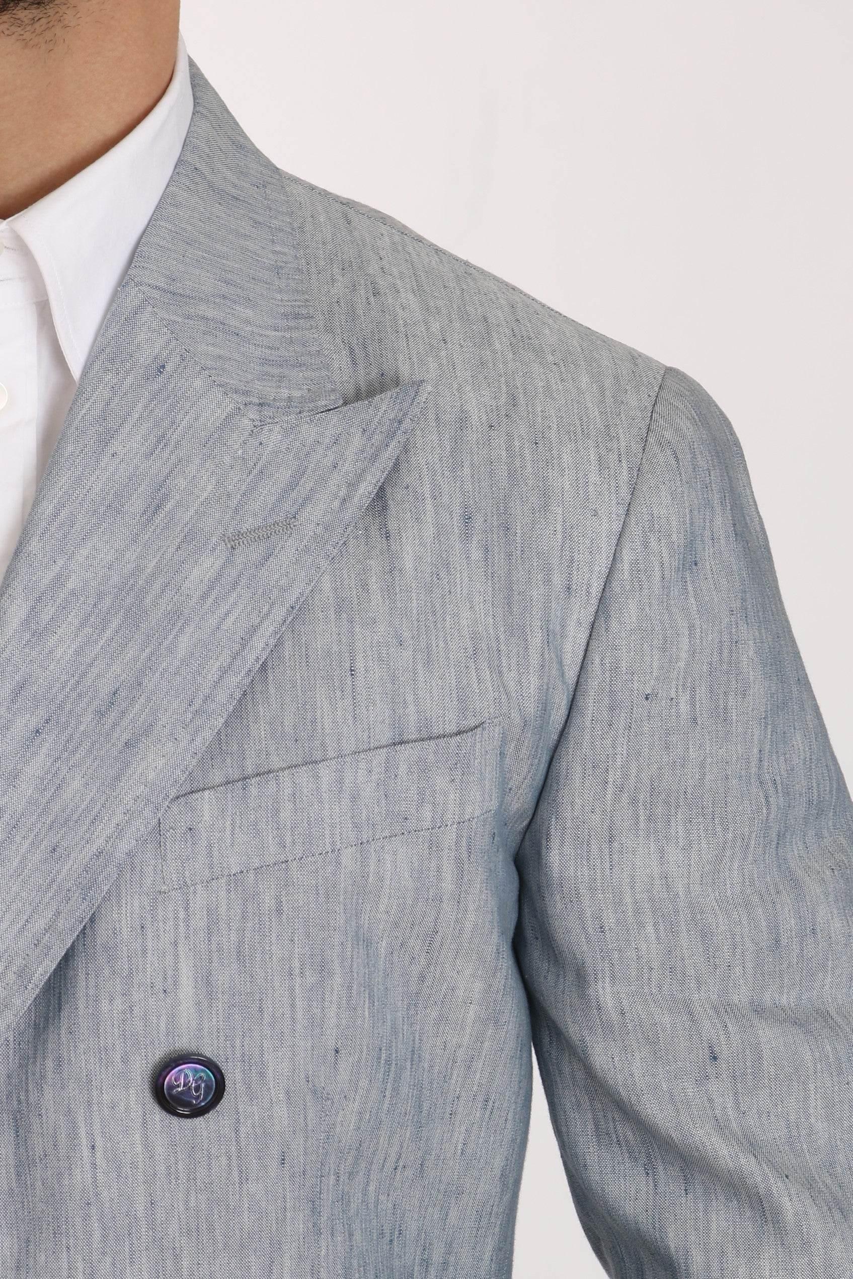 Dolce & Gabbana Elegant Light Blue Double Breasted Blazer - Hilstor