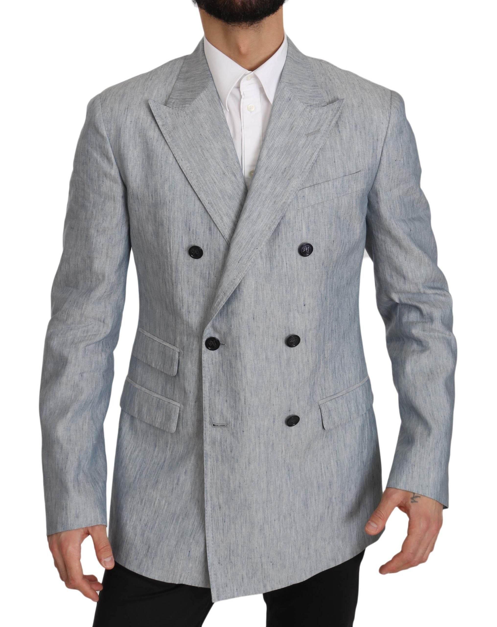 Dolce & Gabbana Elegant Light Blue Double Breasted Blazer - Hilstor