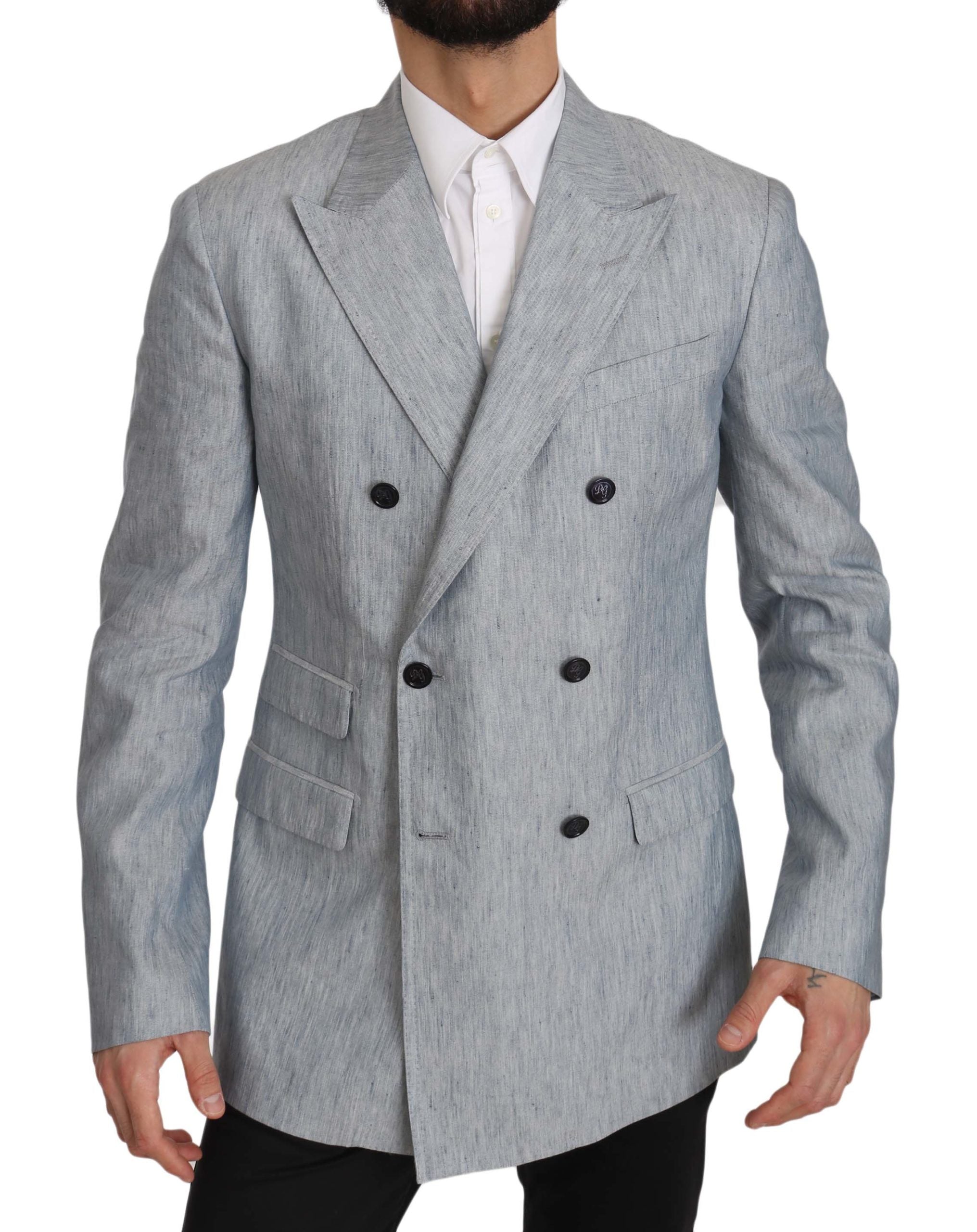 Dolce &amp; Gabbana Blå Hør NAPOLI Jakke Frakke Blazer