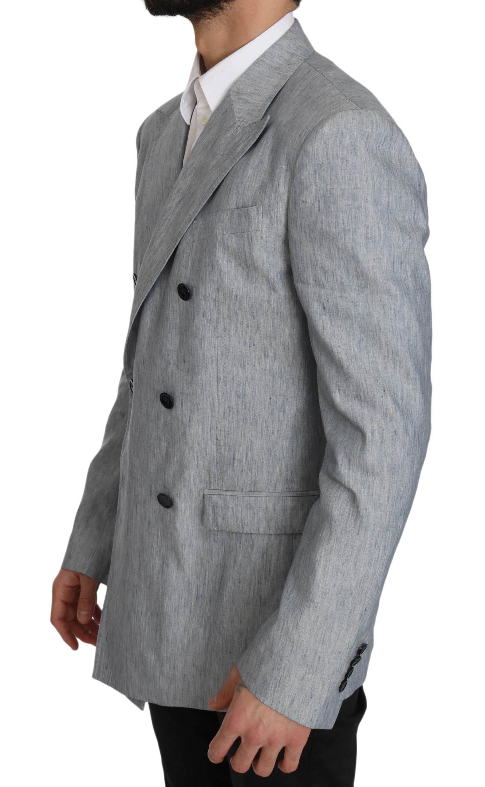 Dolce & Gabbana Elegant Light Blue Double Breasted Blazer - Hilstor
