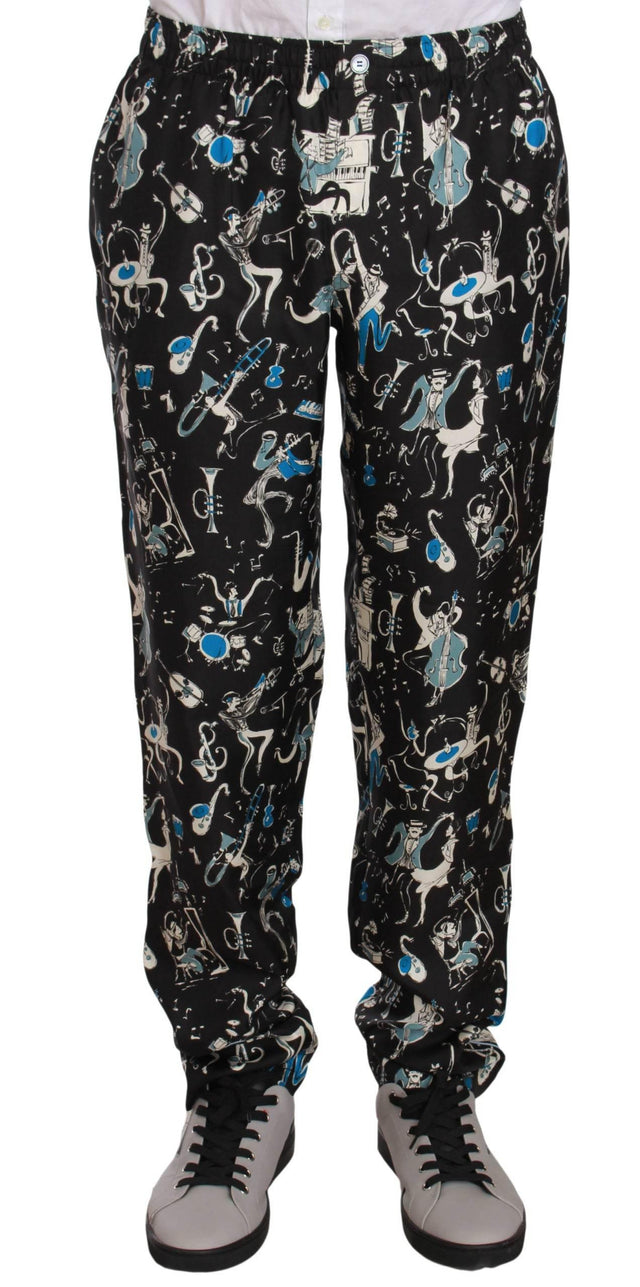 Dolce & Gabbana Elegant Silk Lounge Pants with Unique Print - Hilstor