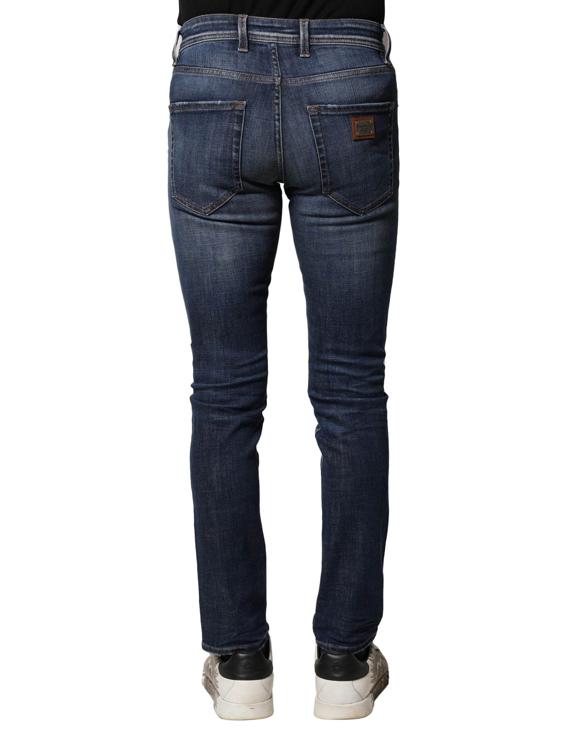 Dolce & Gabbana Blue Washed Cotton Slim Fit Men Denim Jeans - Hilstor