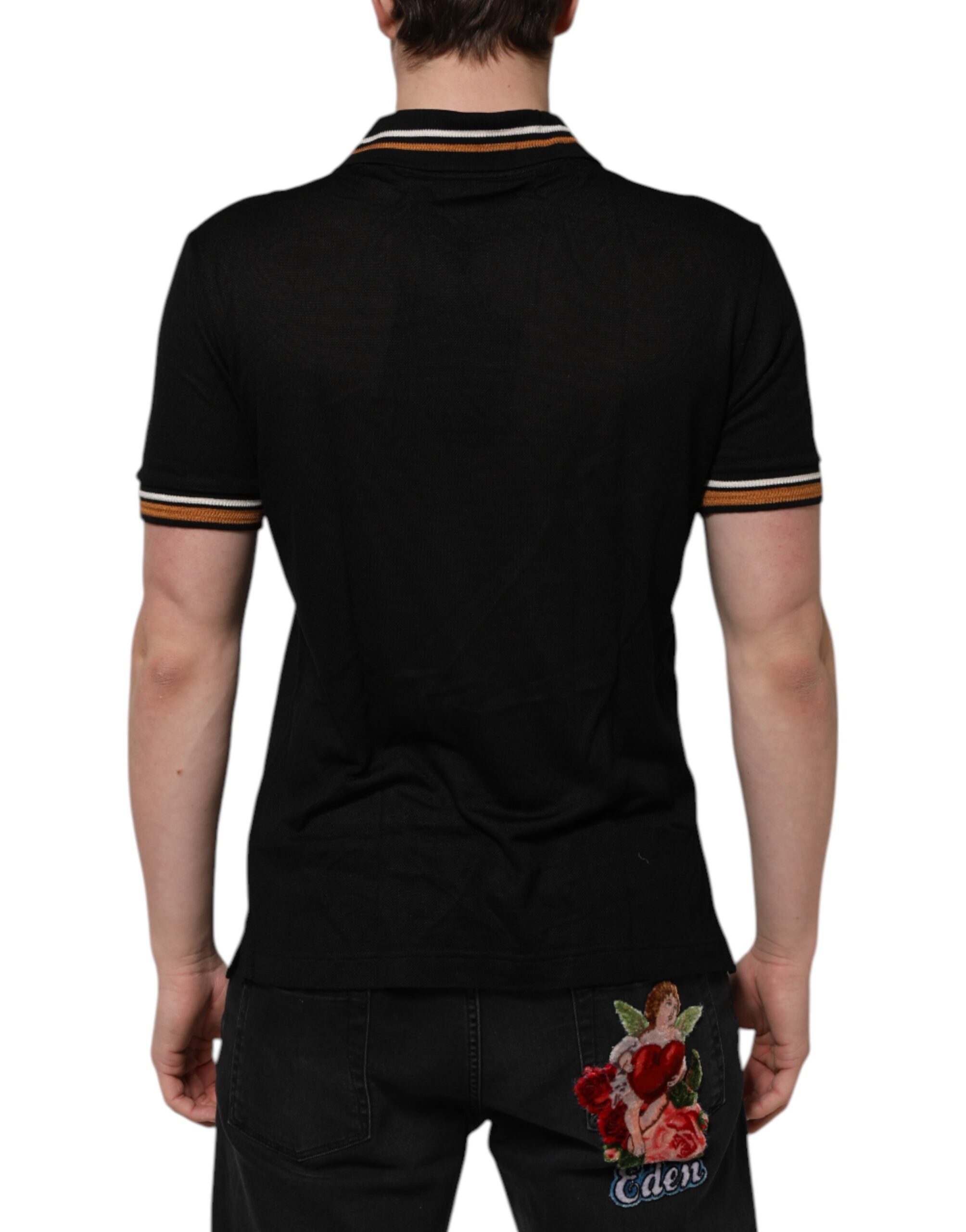 Dolce &amp; Gabbana Sort DG Silke V-hals Krave Herre Polo T-shirt