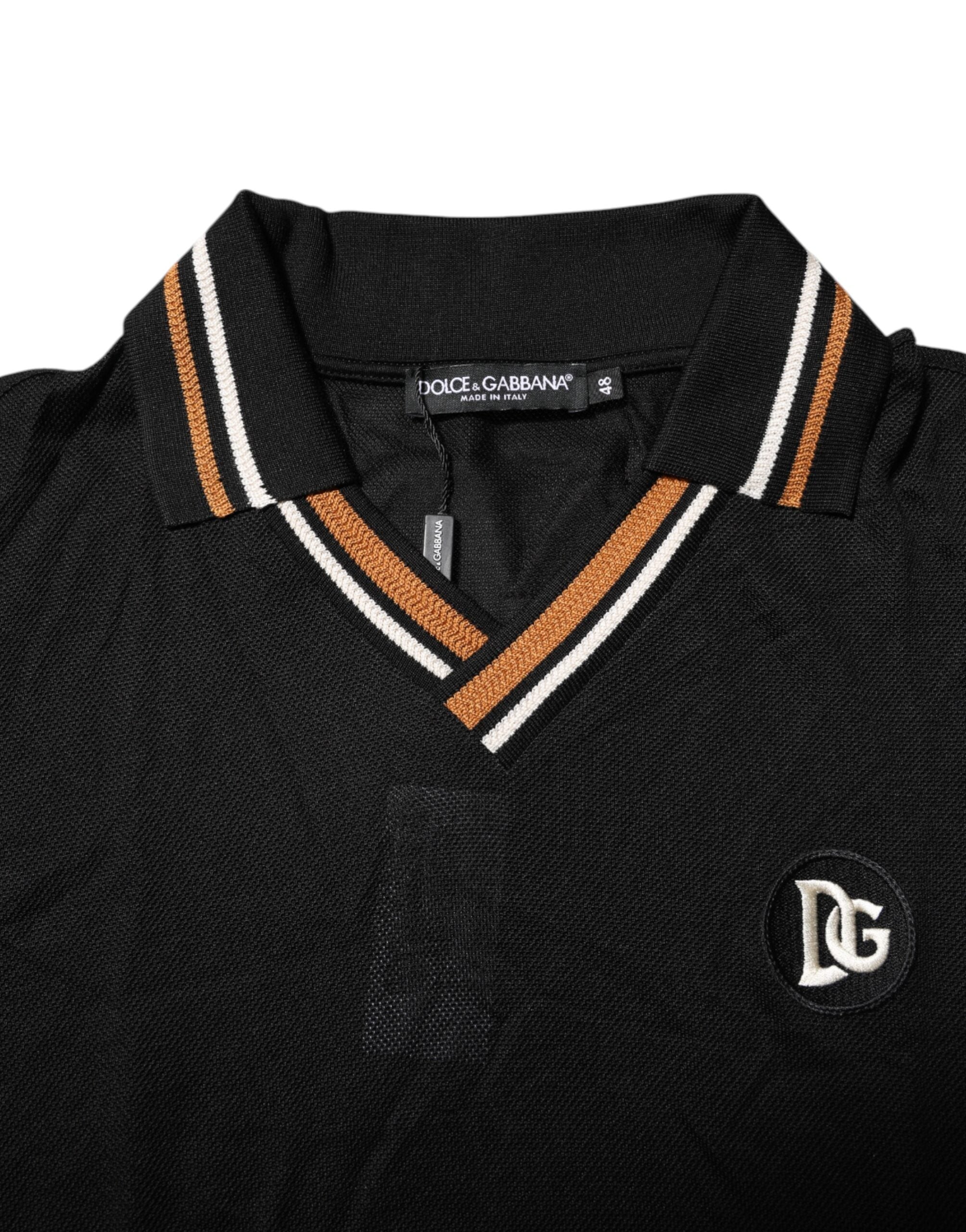 Dolce &amp; Gabbana Sort DG Silke V-hals Krave Herre Polo T-shirt