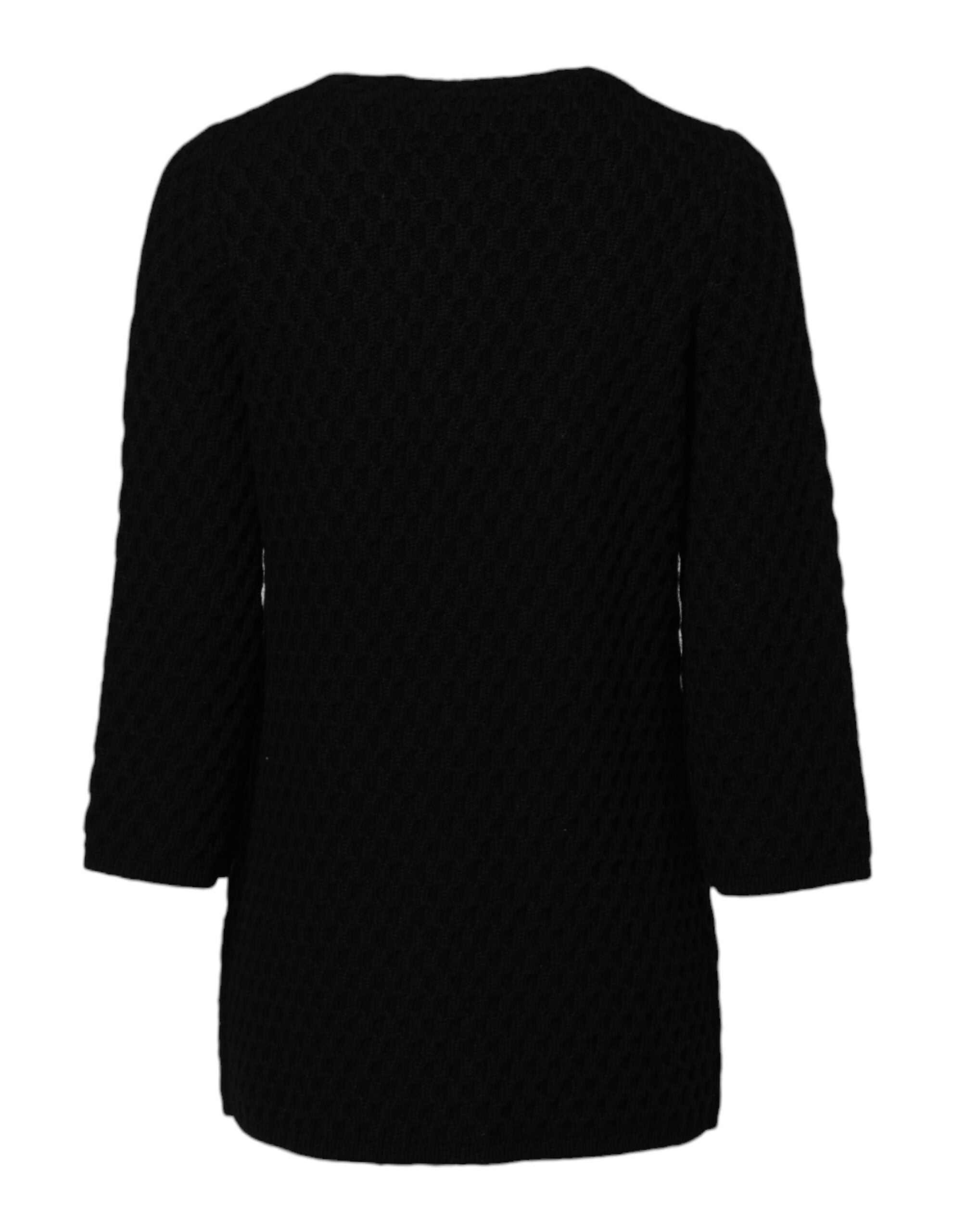 Dolce &amp; Gabbana Sort Cashmere Quiltet Jakke med Udsmykning