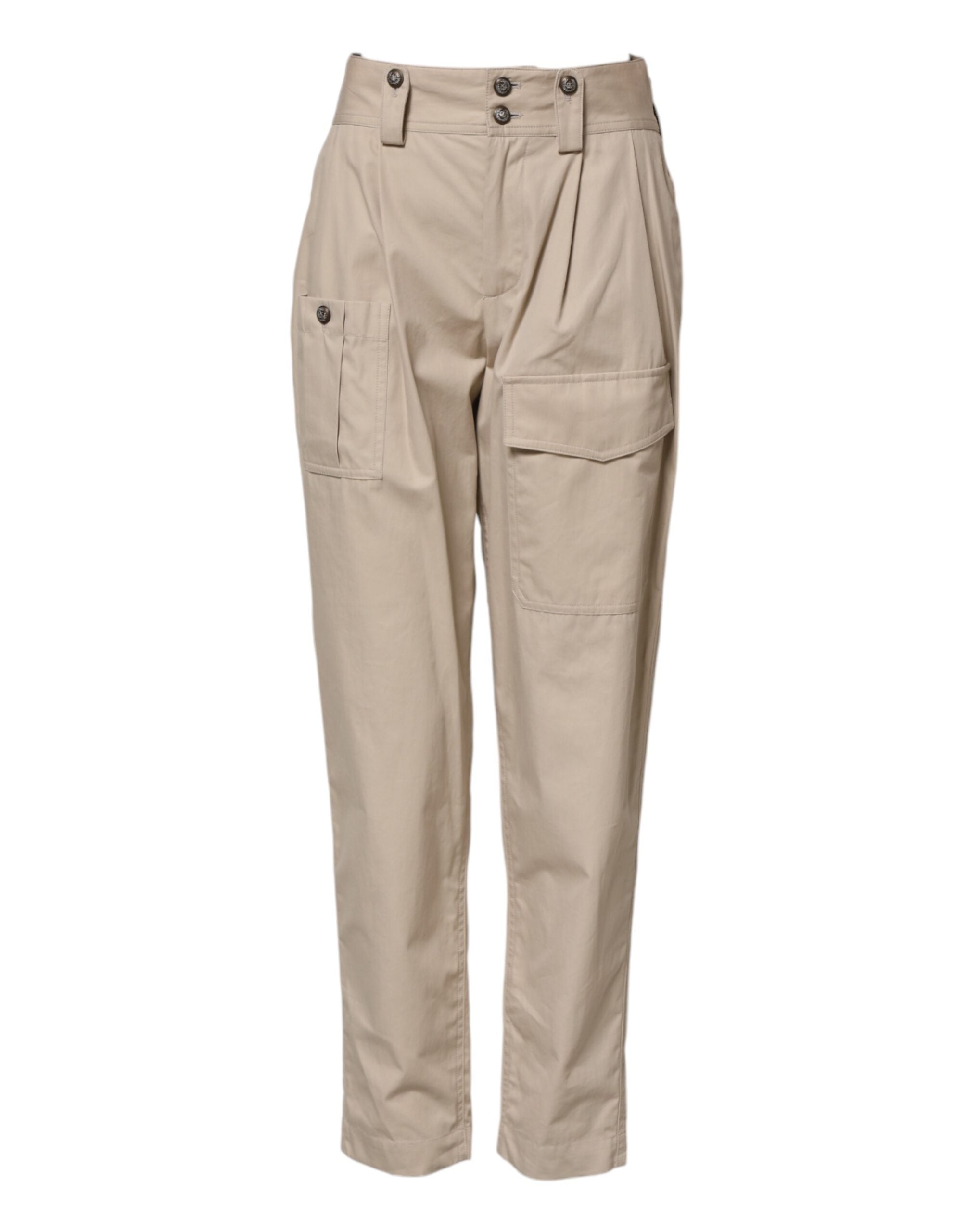 Dolce &amp; Gabbana Beige Bomuldsbukser med Høj Talje
