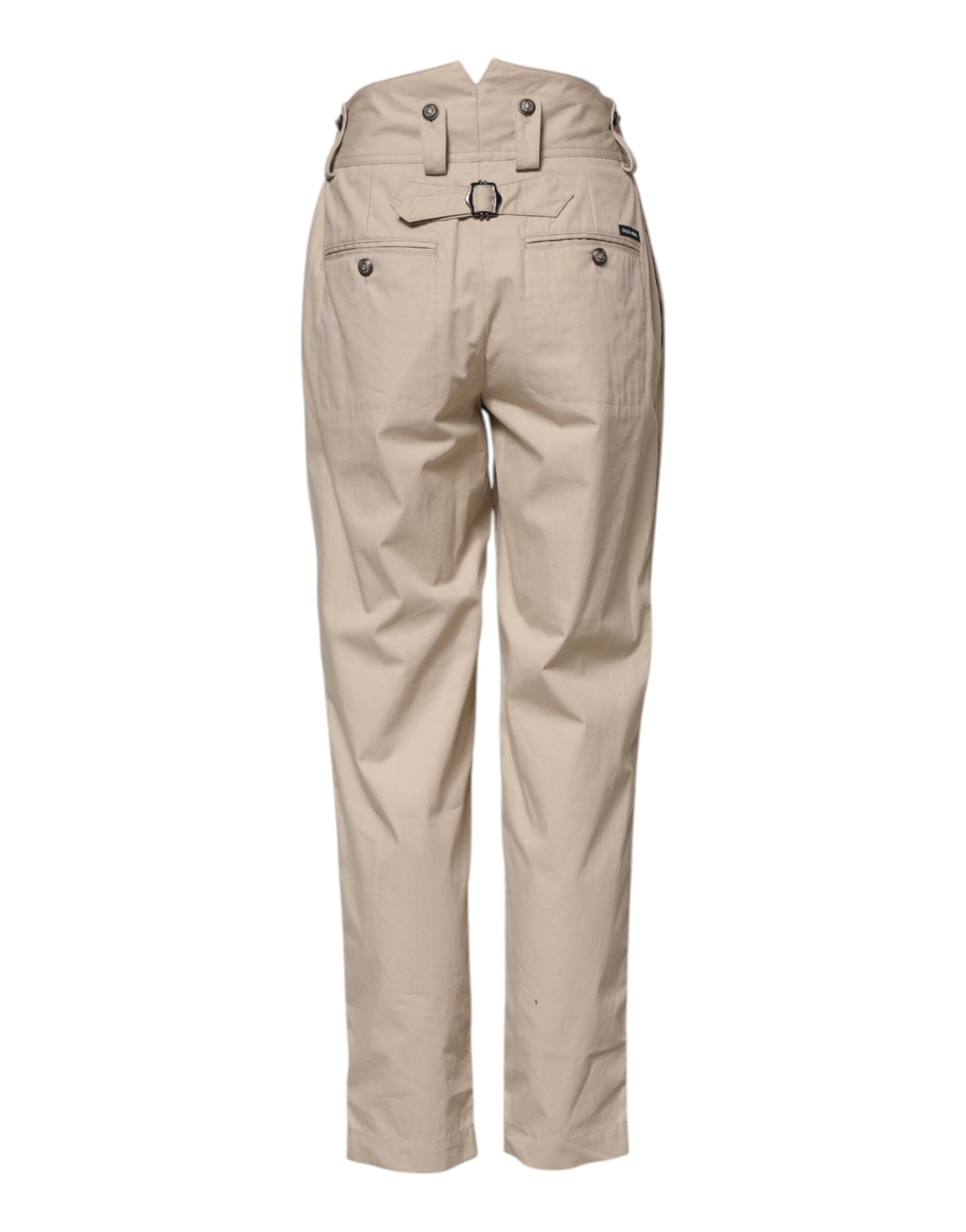 Dolce &amp; Gabbana Beige Bomuldsbukser med Høj Talje