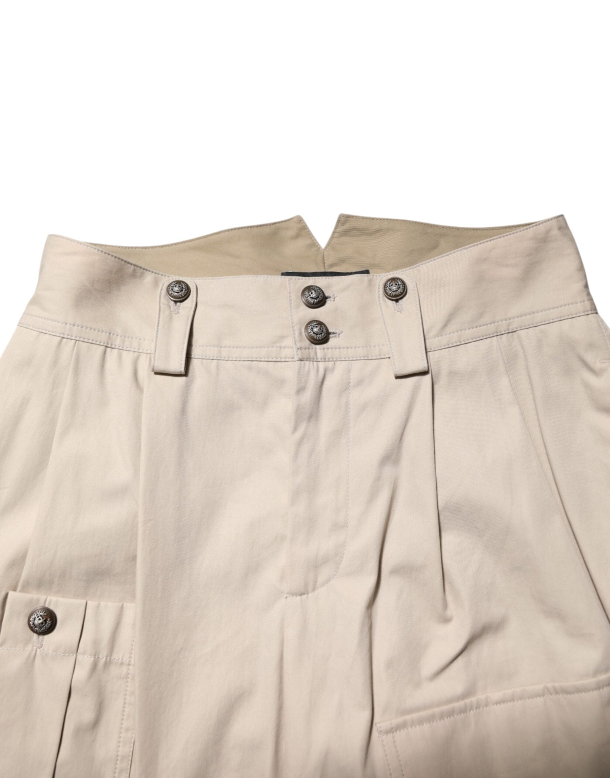 Dolce &amp; Gabbana Beige Bomuldsbukser med Høj Talje