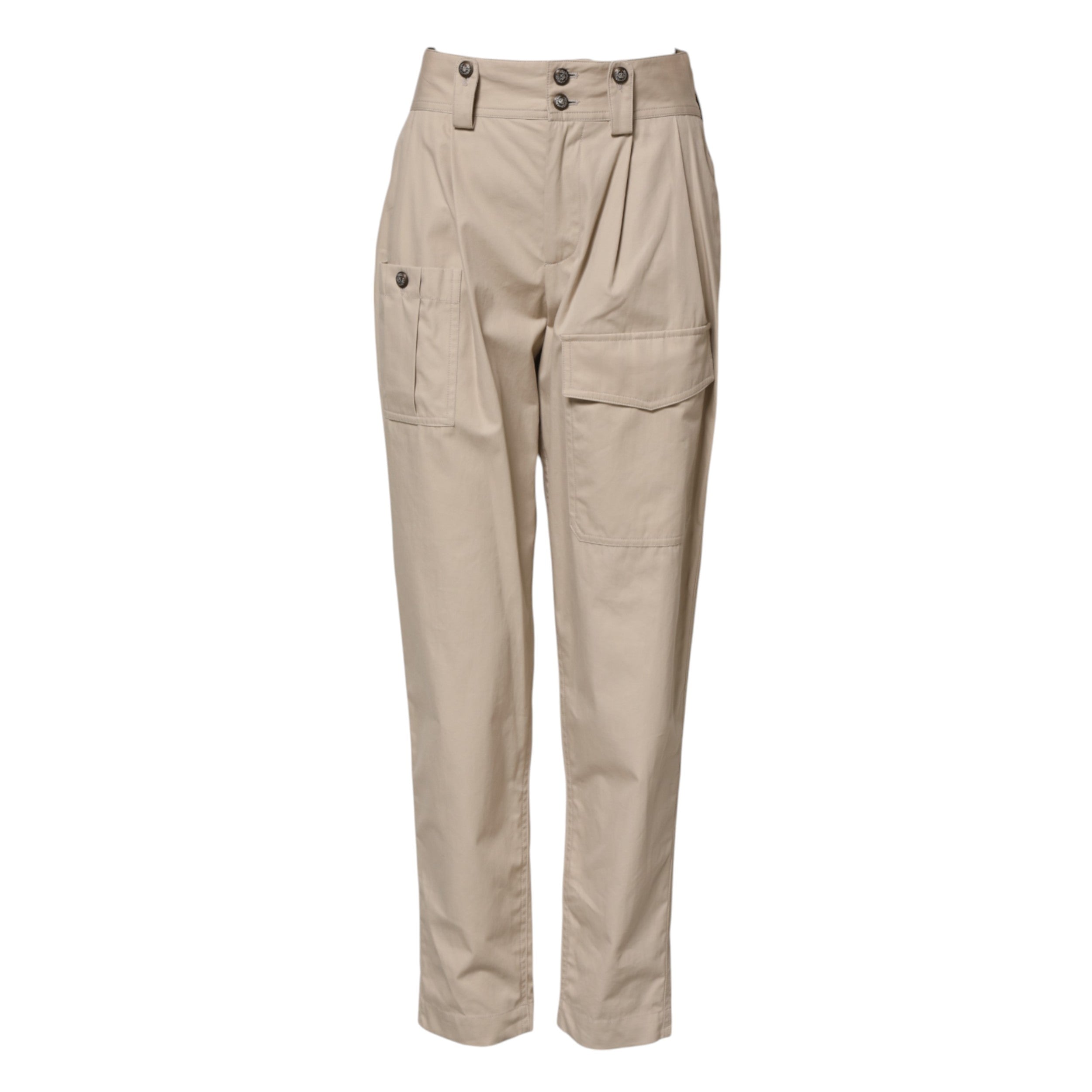 Dolce &amp; Gabbana Beige Bomuldsbukser med Høj Talje