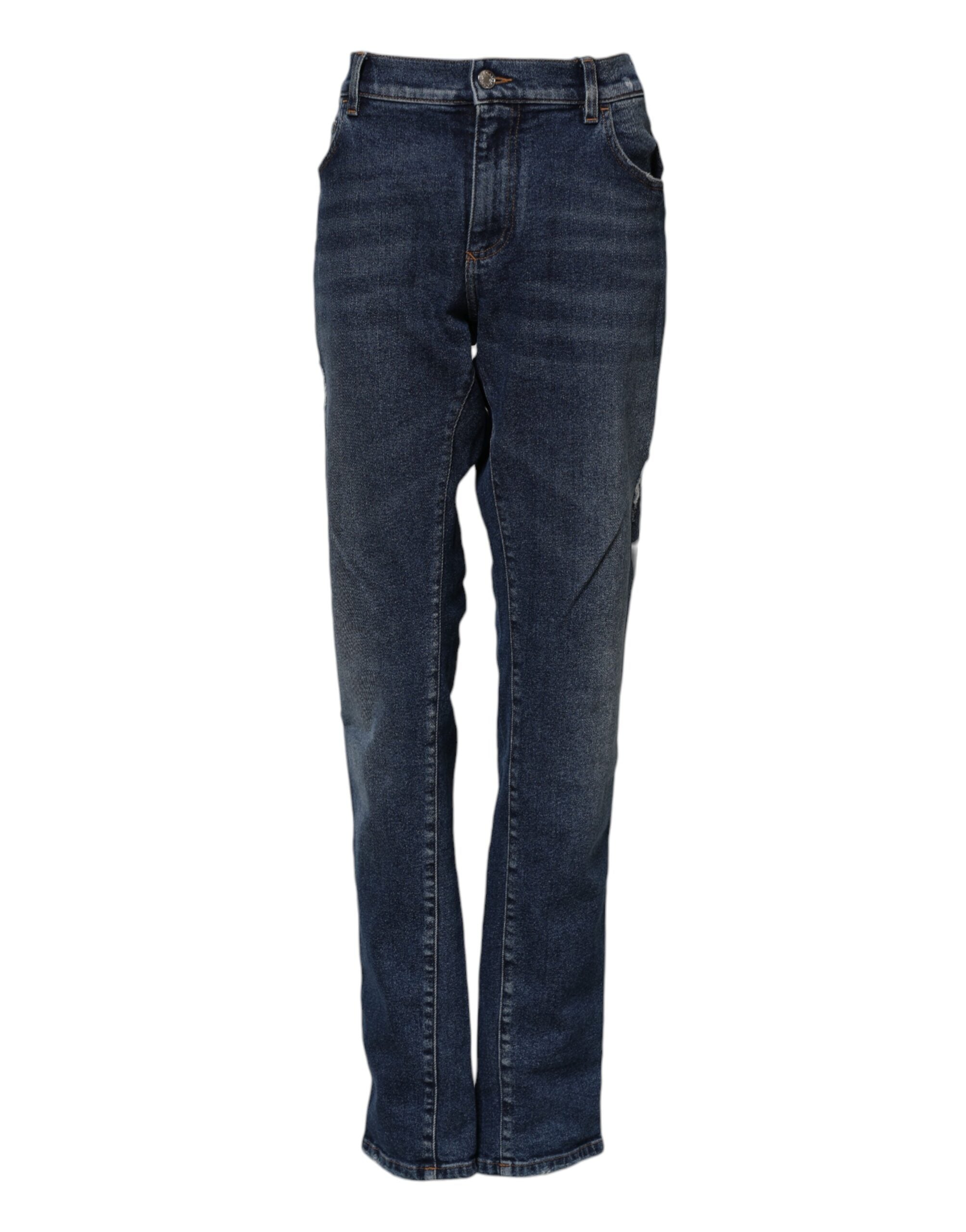 Dolce &amp; Gabbana Blå Bomuld Mellemhøj Taljede Lige Denim Jeans 