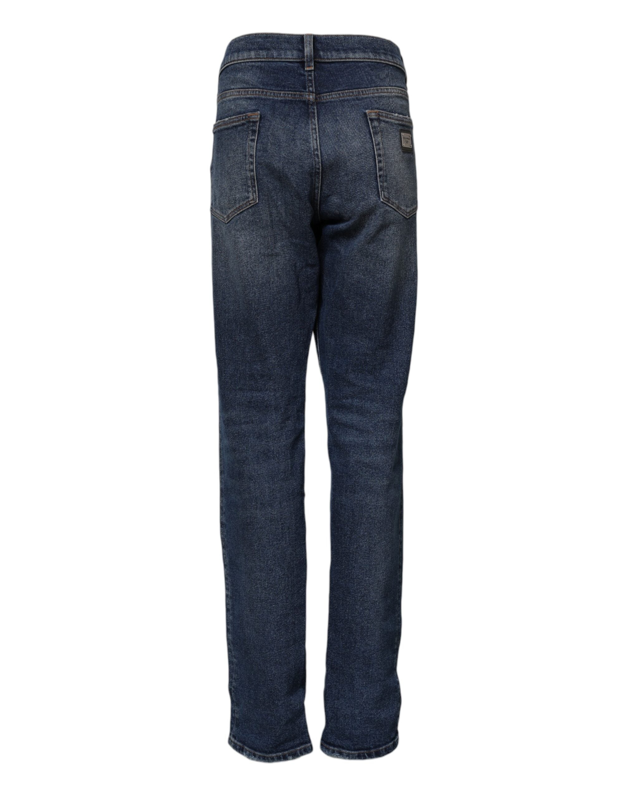Dolce &amp; Gabbana Blå Bomuld Mellemhøj Taljede Lige Denim Jeans 