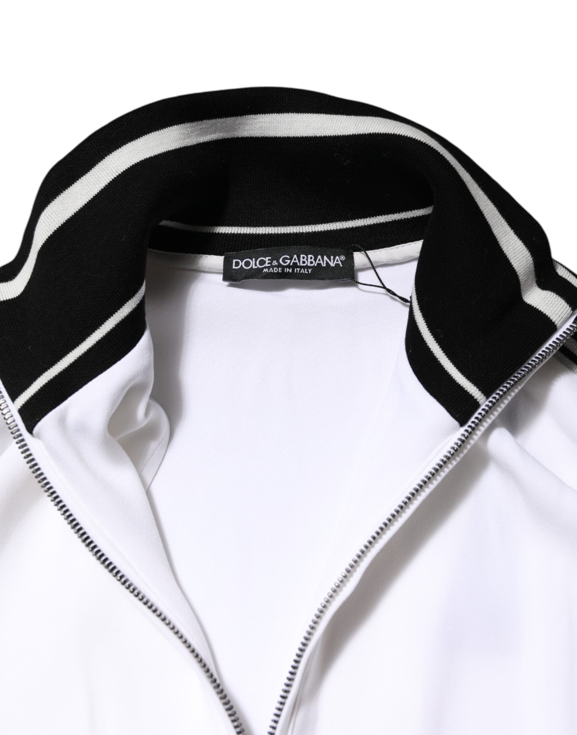 Dolce &amp; Gabbana Hvid Viskose Logo Damejakke med Lynlås