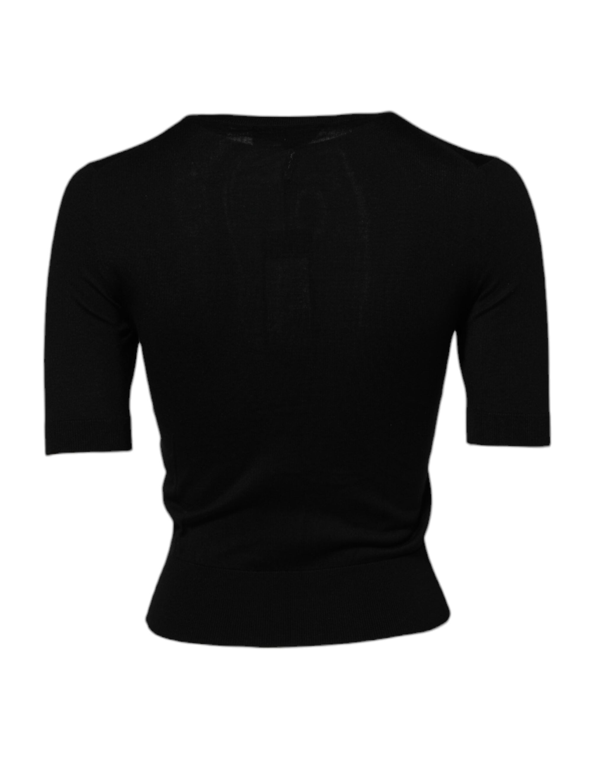 Dolce &amp; Gabbana Sort Rose Pailletudsmykning Blusetop