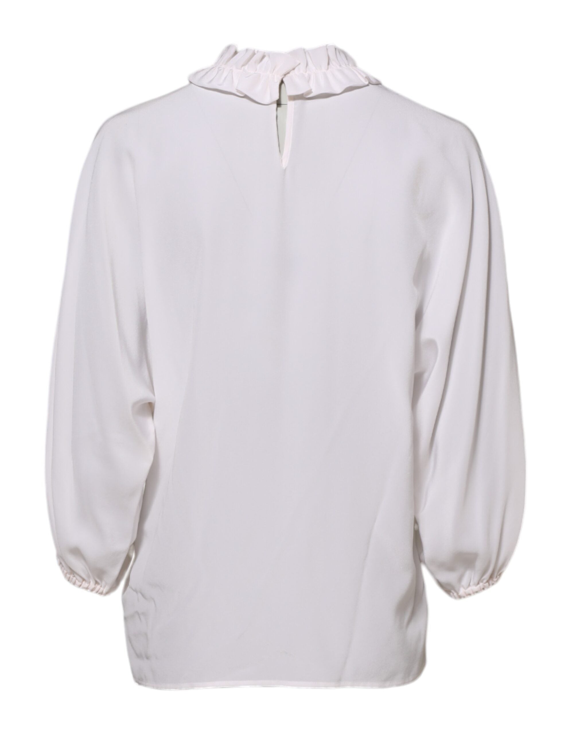 Dolce &amp; Gabbana Hvid Bluse med Flæseudskæring og Pullover-Top