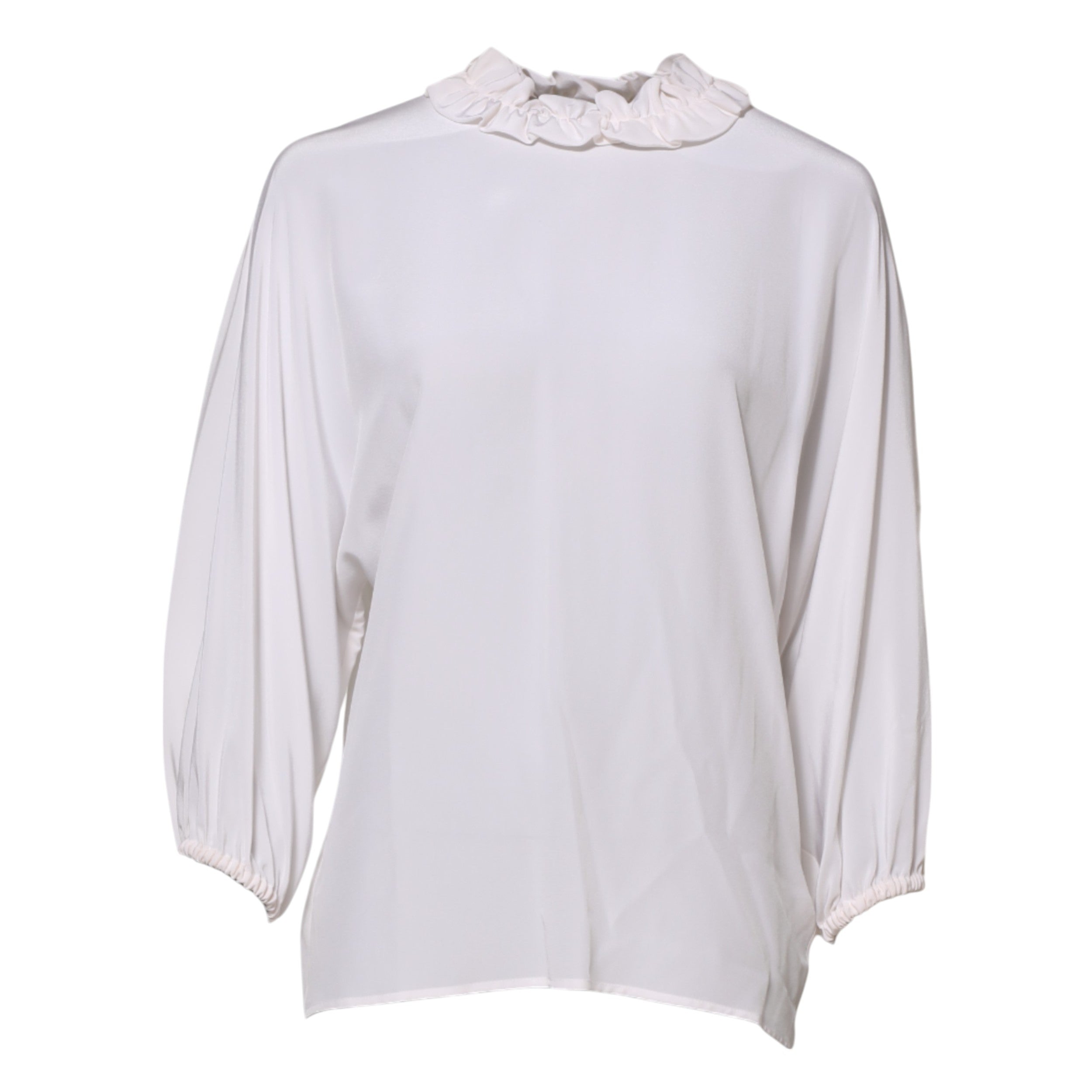 Dolce &amp; Gabbana Hvid Bluse med Flæseudskæring og Pullover-Top