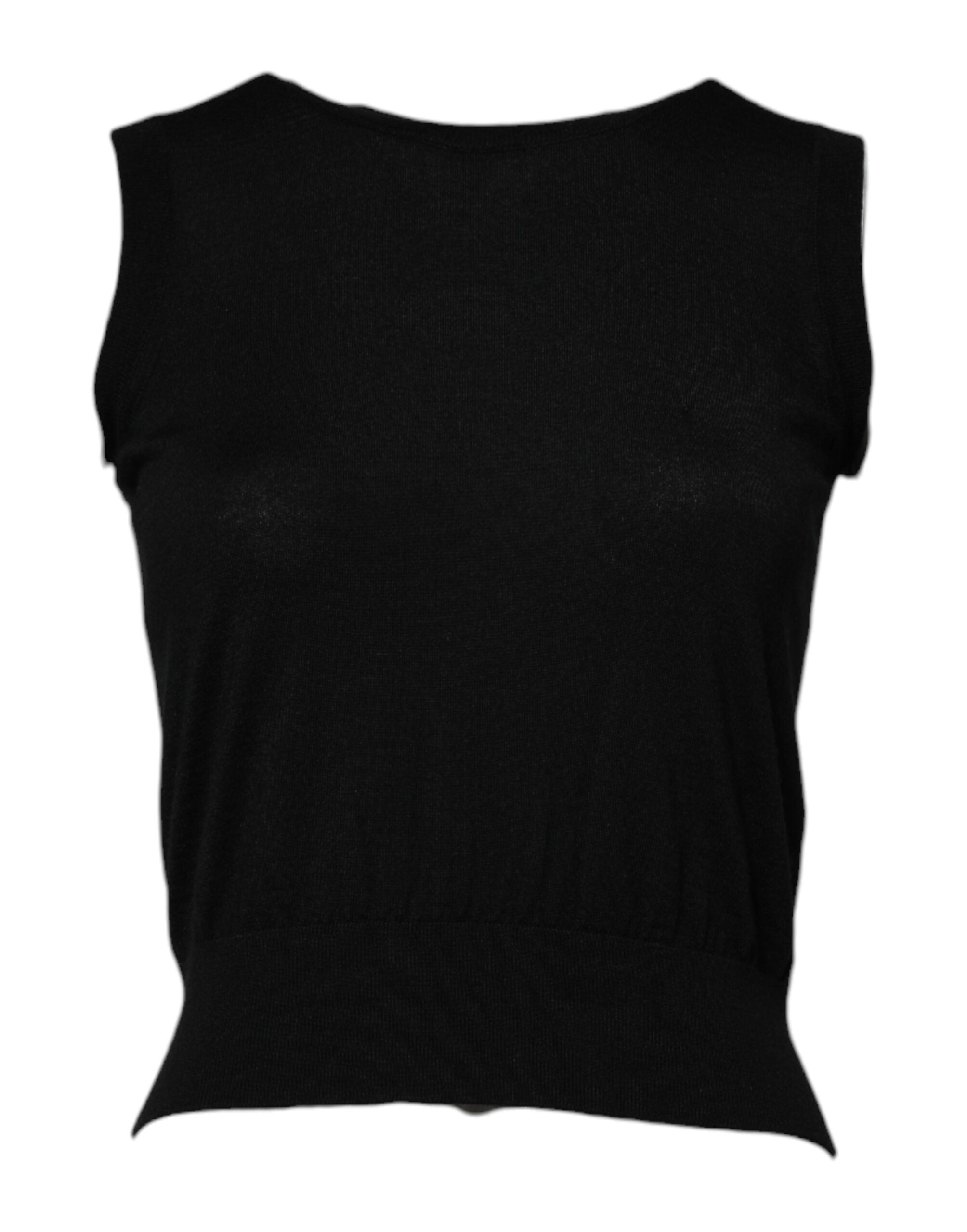 Dolce &amp; Gabbana Svart Cashmere Ärmlös Damlinne T-shirt