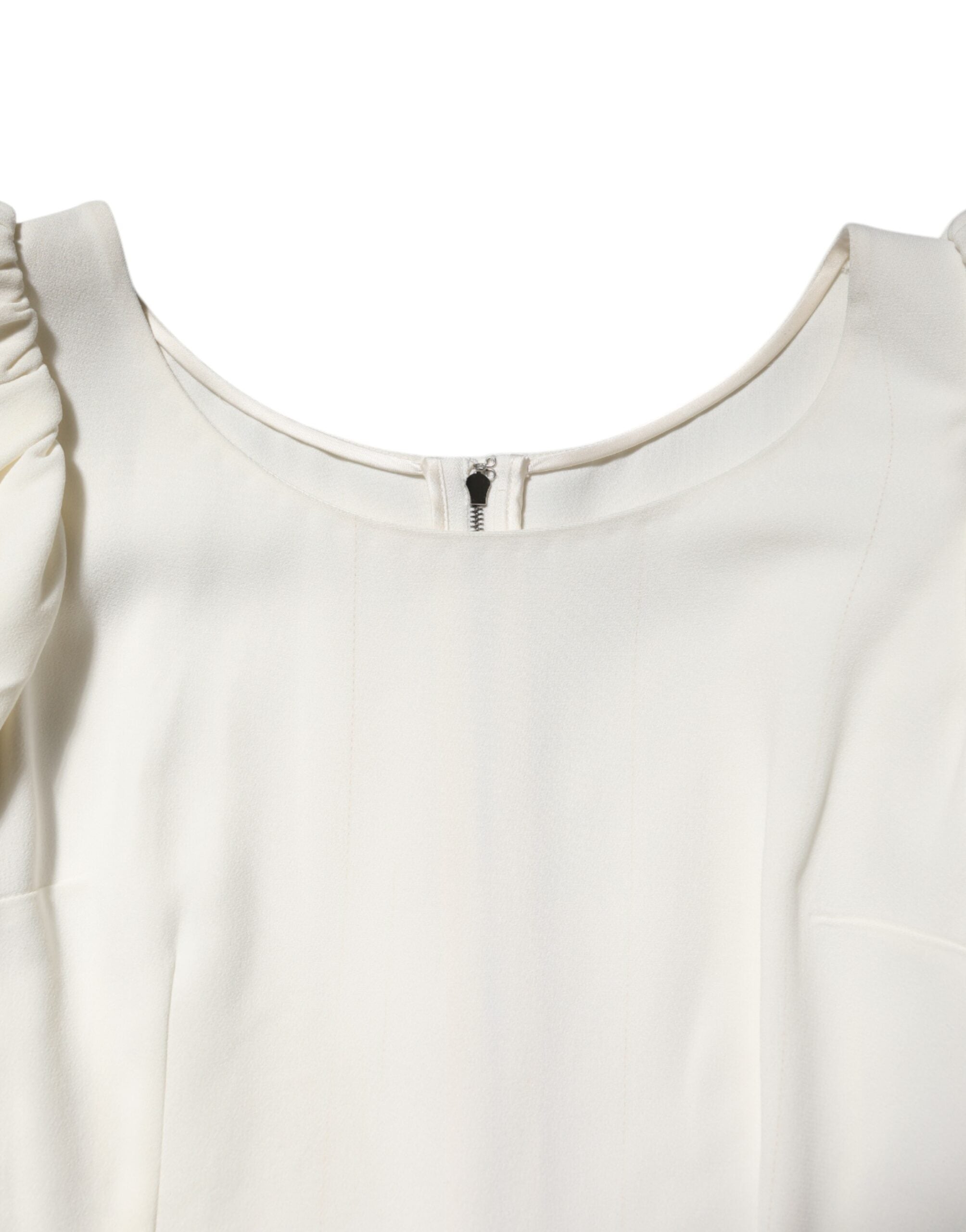 Dolce &amp; Gabbana Hvid Rund Hals Blusetop med Korte Ærmer