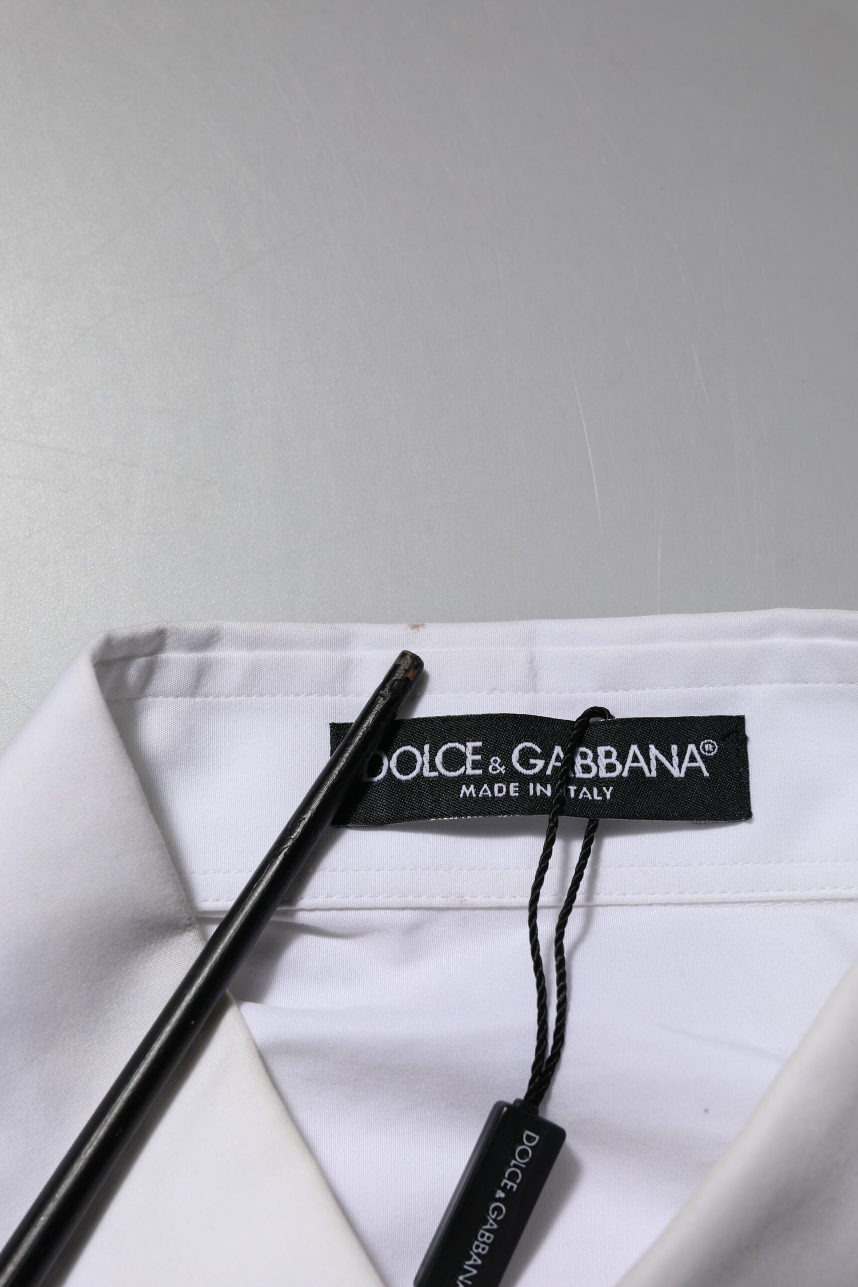 Dolce &amp; Gabbana Vit Kristallutsmyckad Skjortopp Med Krage