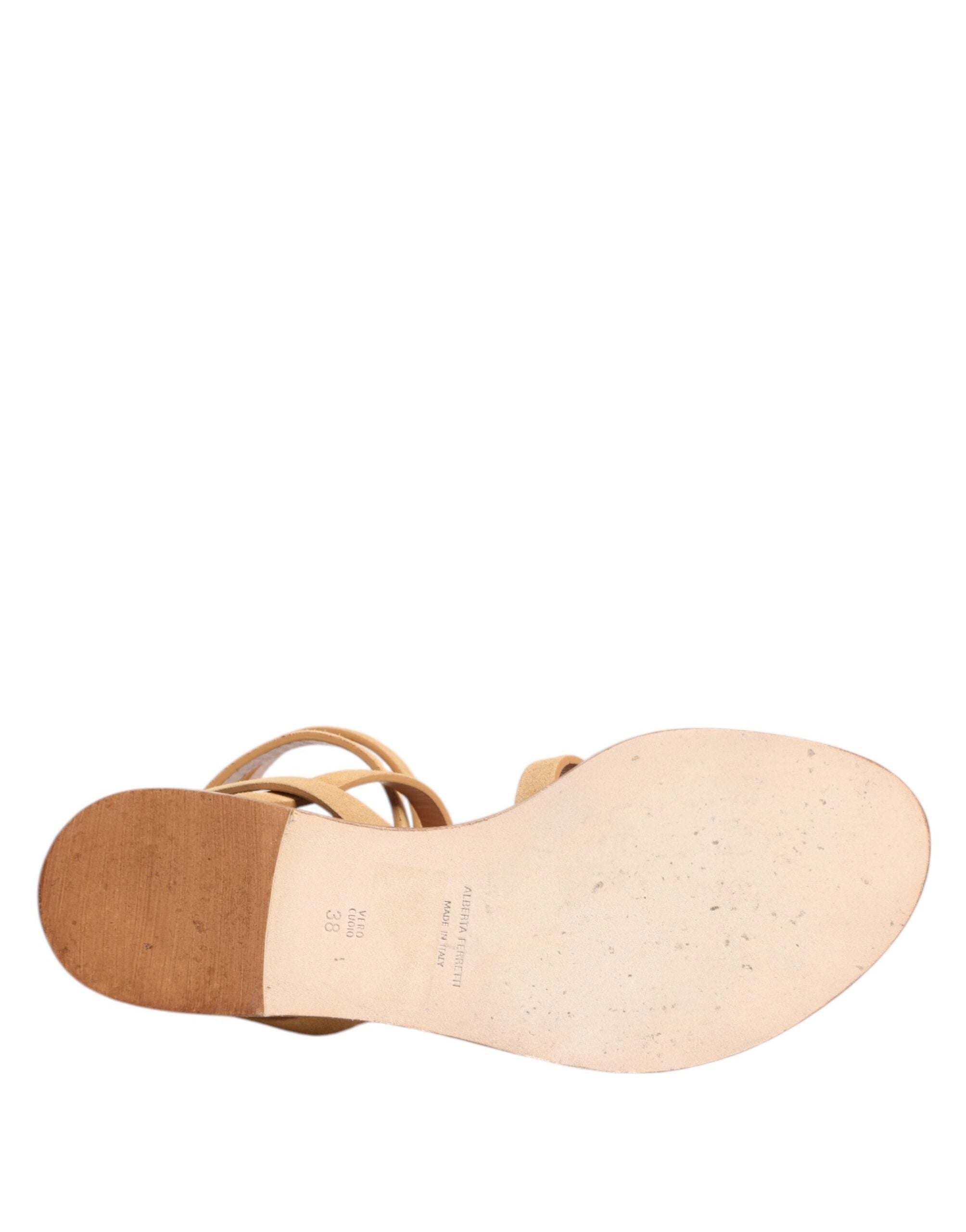Alberta Ferretti Brown Flip Flops Zipper Ankle Strap Shoes