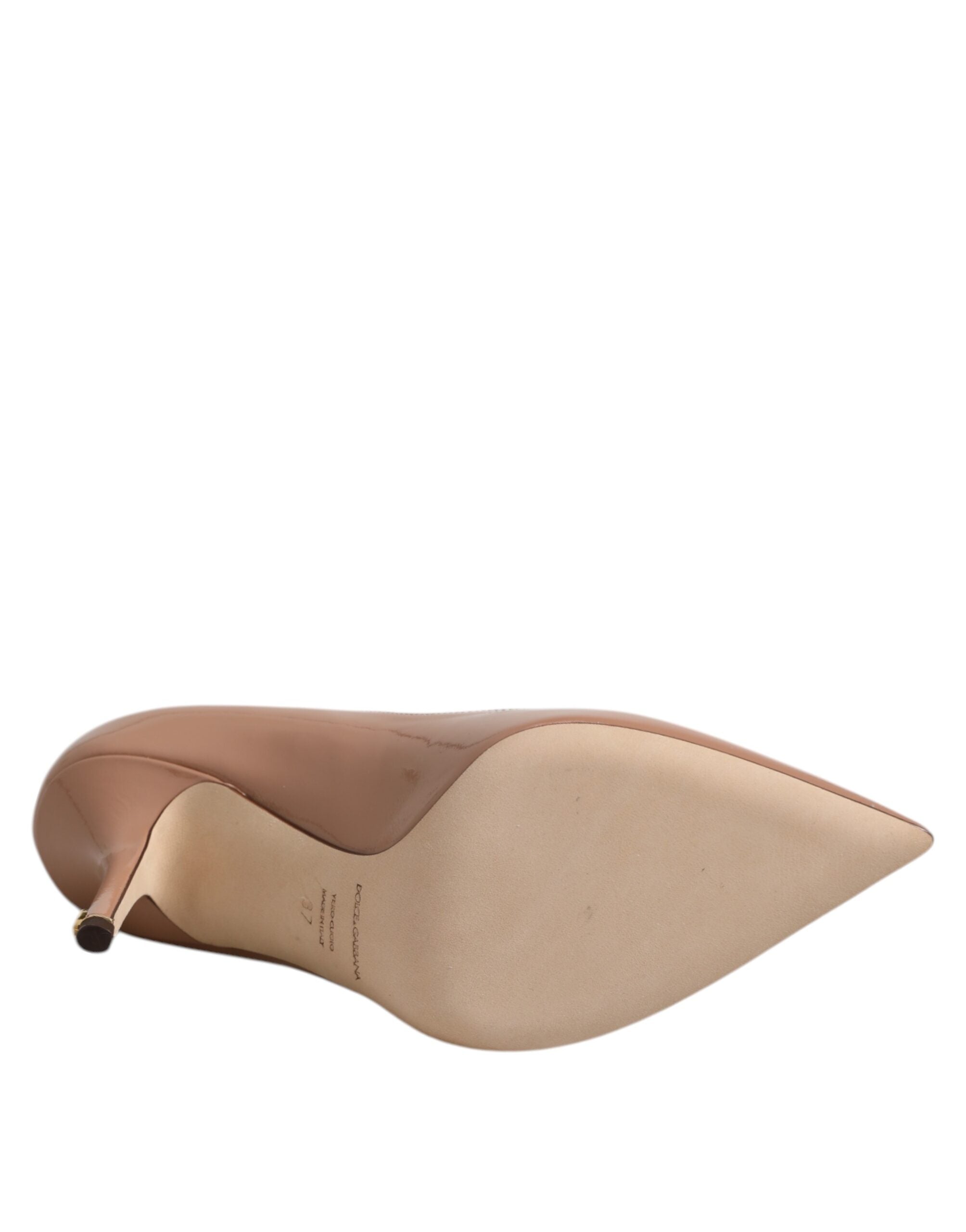 Dolce &amp; Gabbana Beige Laklæder Pumps med Stiletthæl