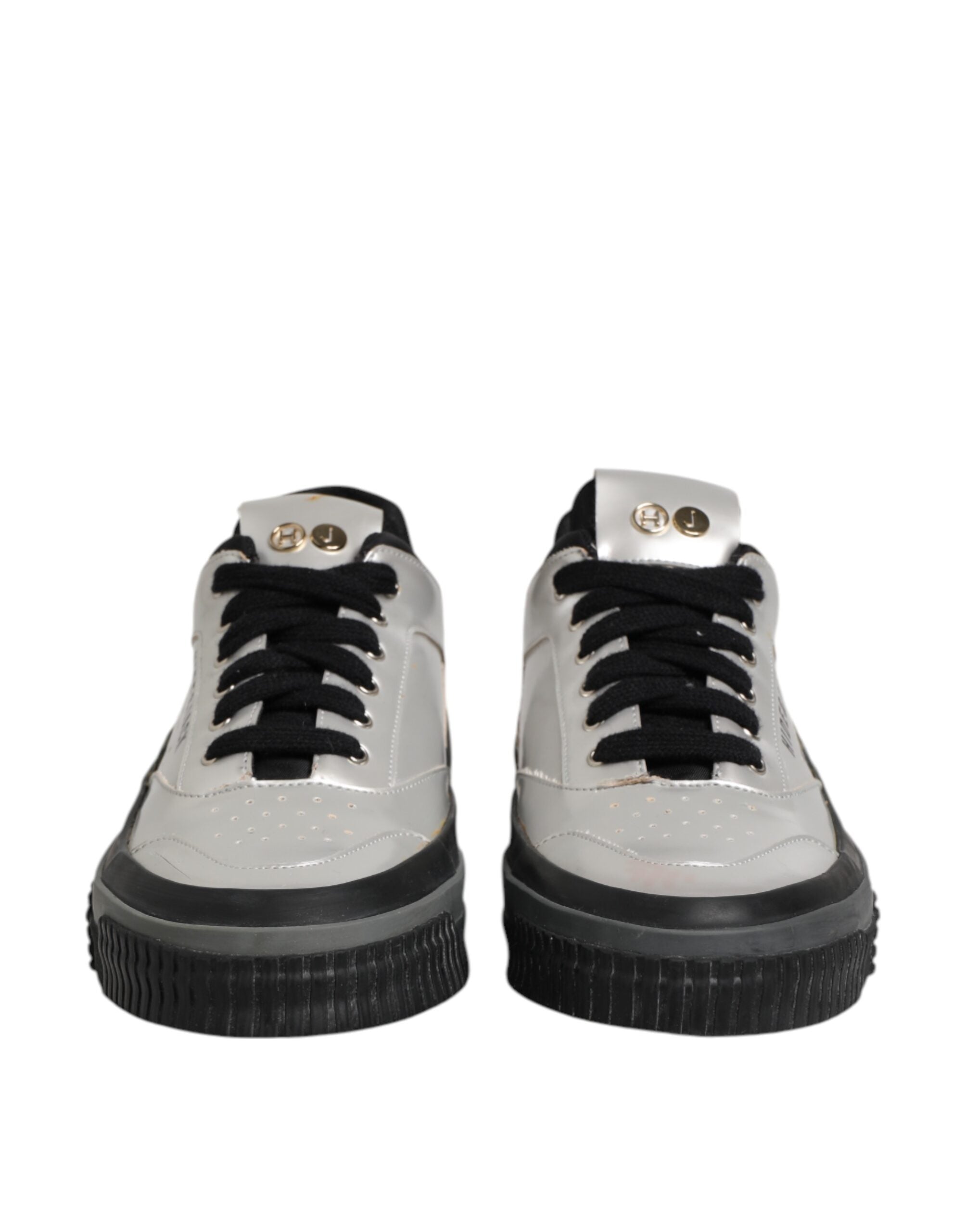 HIDE &amp; JACK Sølvfarvede Lave Sneakers i Læder med Snørebånd