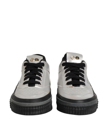 HIDE &amp; JACK Sølvfarvede Lave Sneakers i Læder med Snørebånd