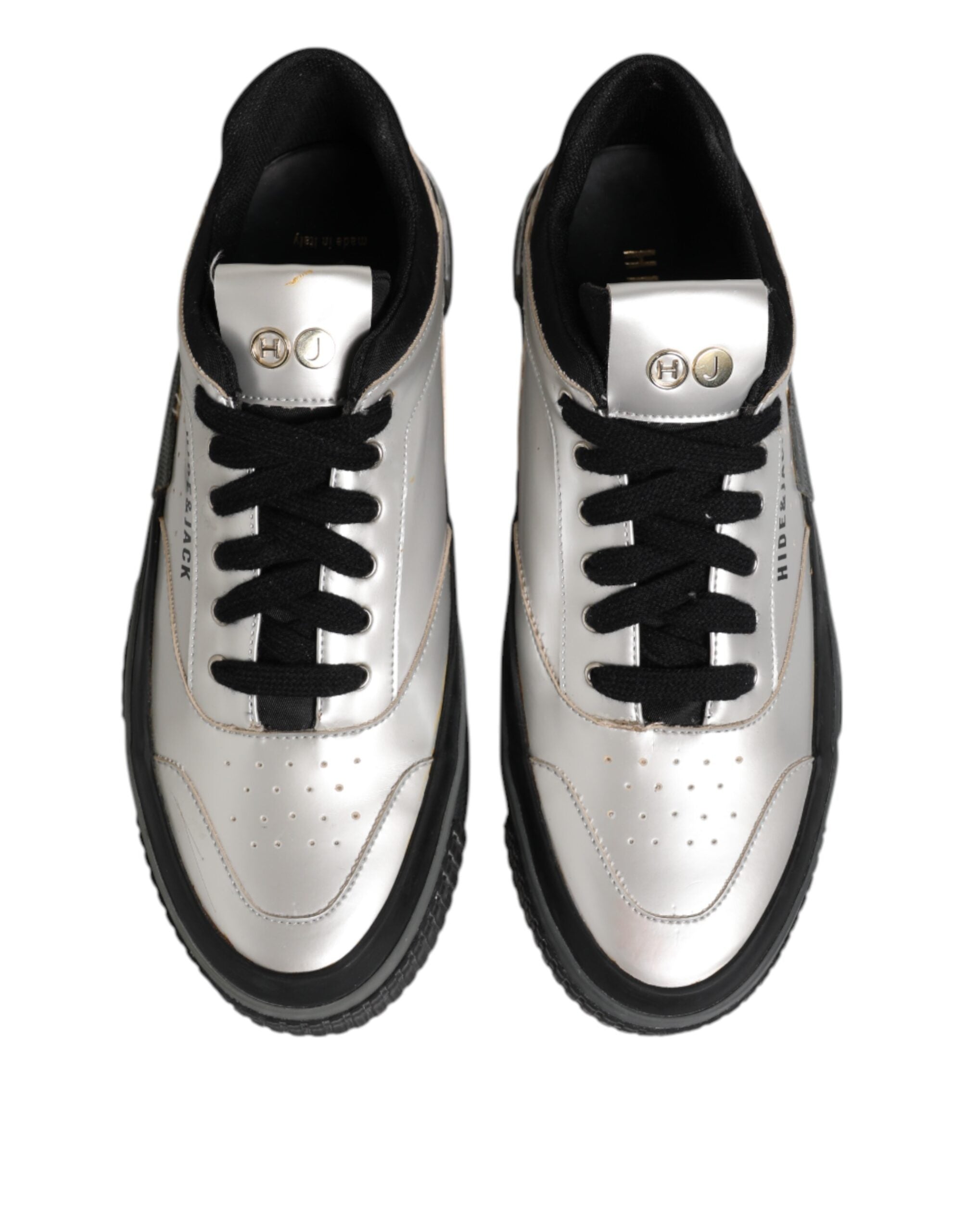 HIDE &amp; JACK Sølvfarvede Lave Sneakers i Læder med Snørebånd