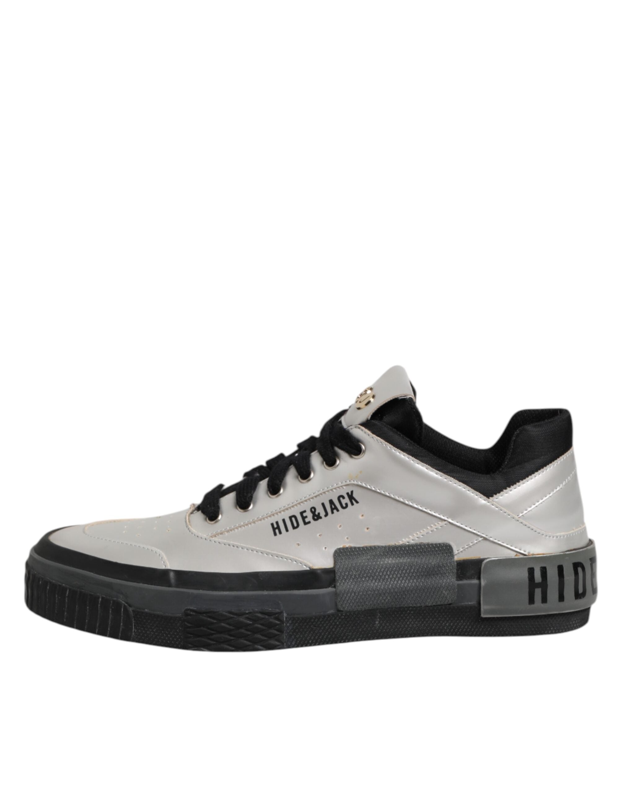 HIDE &amp; JACK Sølvfarvede Lave Sneakers i Læder med Snørebånd