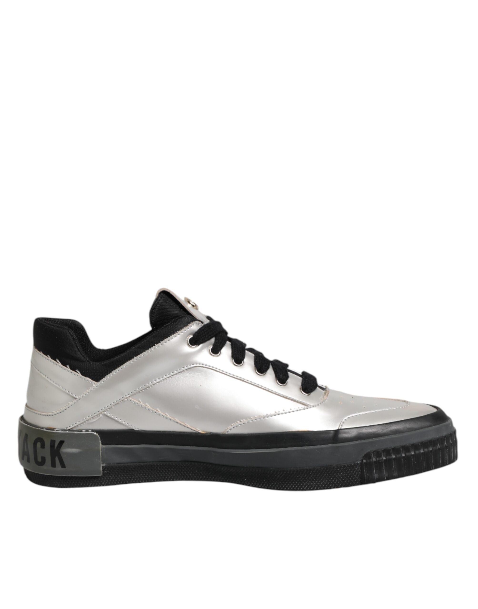HIDE &amp; JACK Sølvfarvede Lave Sneakers i Læder med Snørebånd