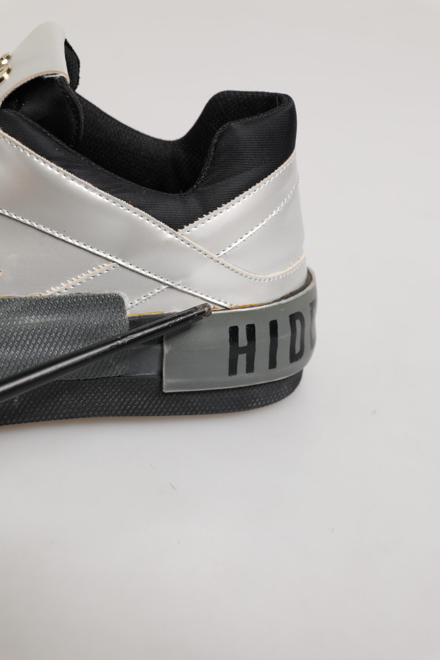 HIDE &amp; JACK Sølvfarvede Lave Sneakers i Læder med Snørebånd