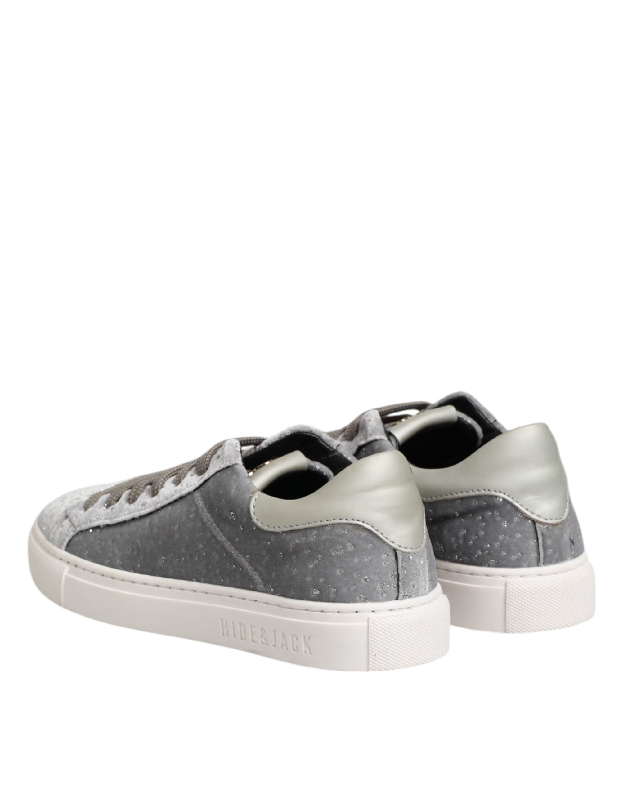 HIDE &amp; JACK Grå Ruskinds Low Top Sneakers Med Snøre