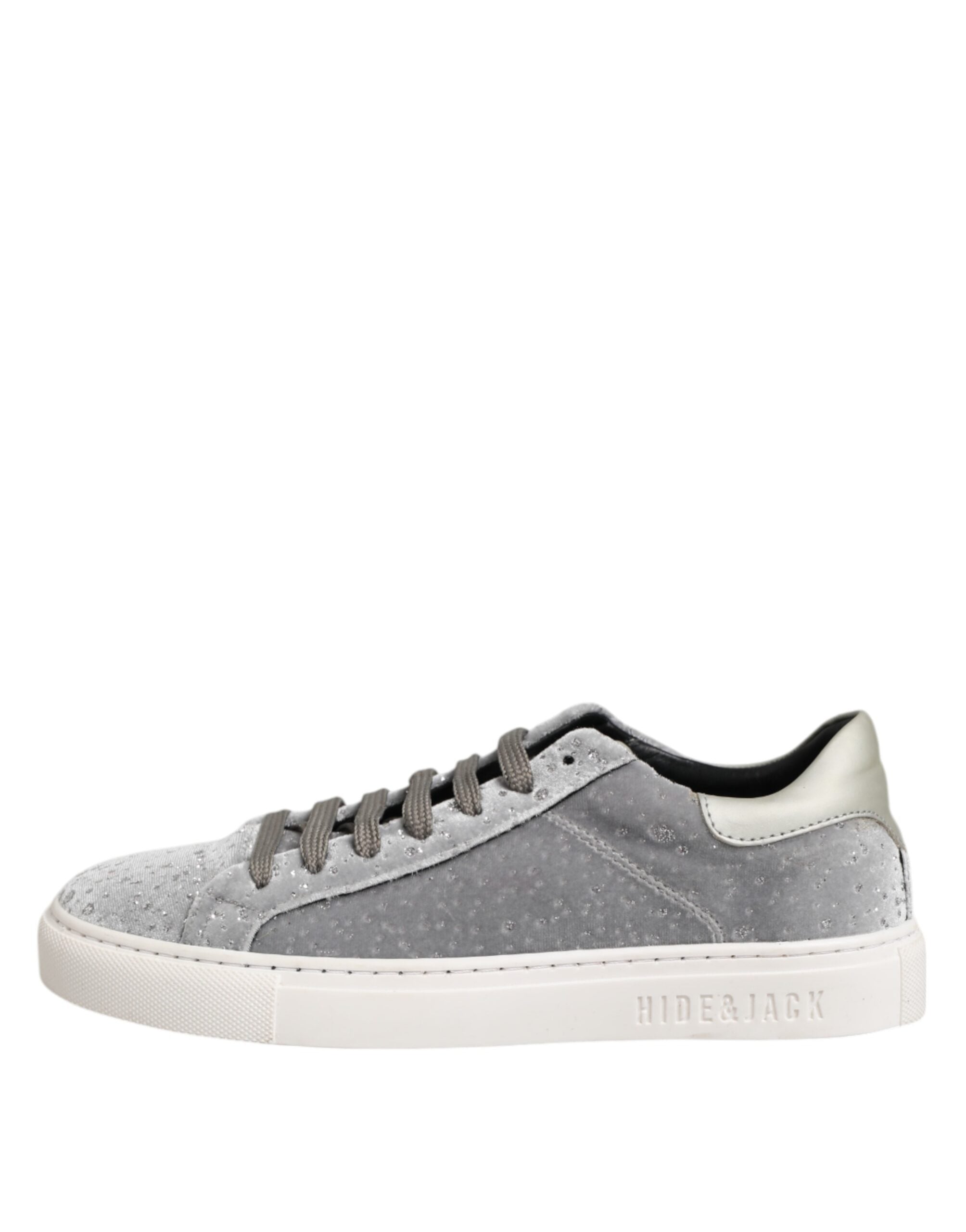 HIDE &amp; JACK Grå Ruskinds Low Top Sneakers Med Snøre
