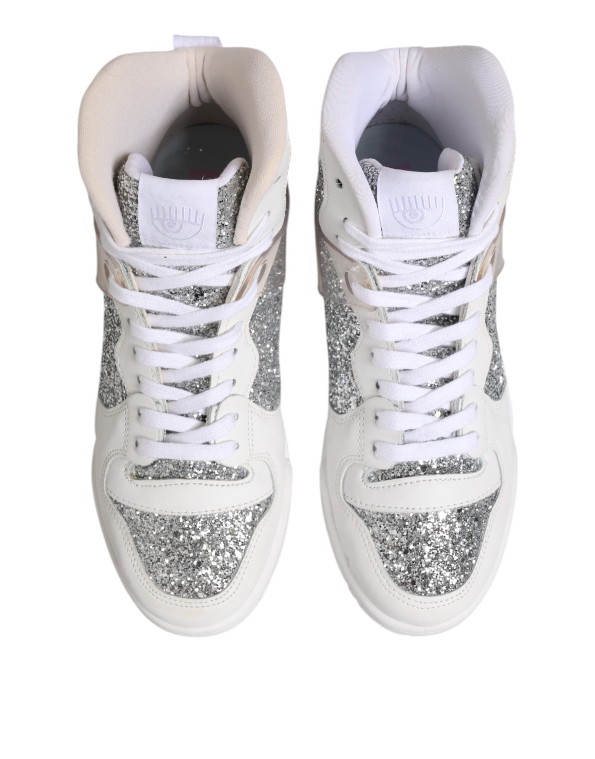 Chiara Ferragni Hvide Sølv Høje Sneakers Damesko