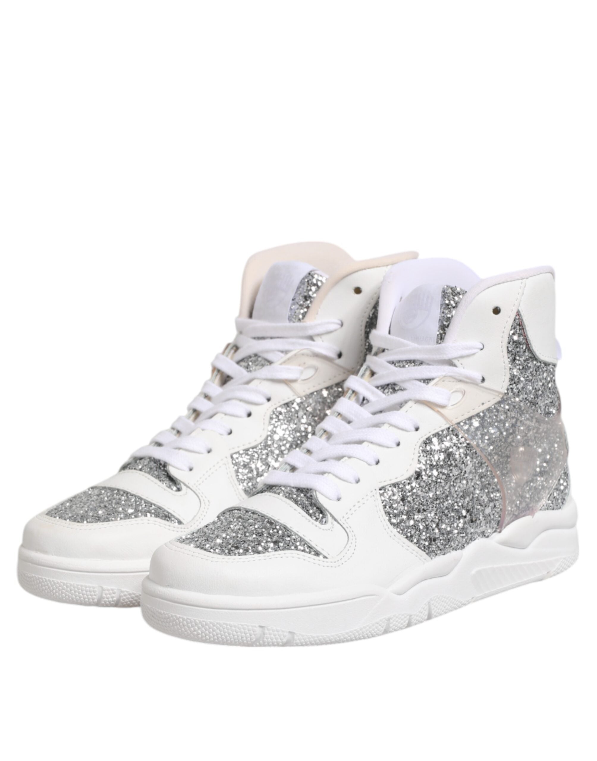 Chiara Ferragni Hvide Sølv Høje Sneakers Damesko