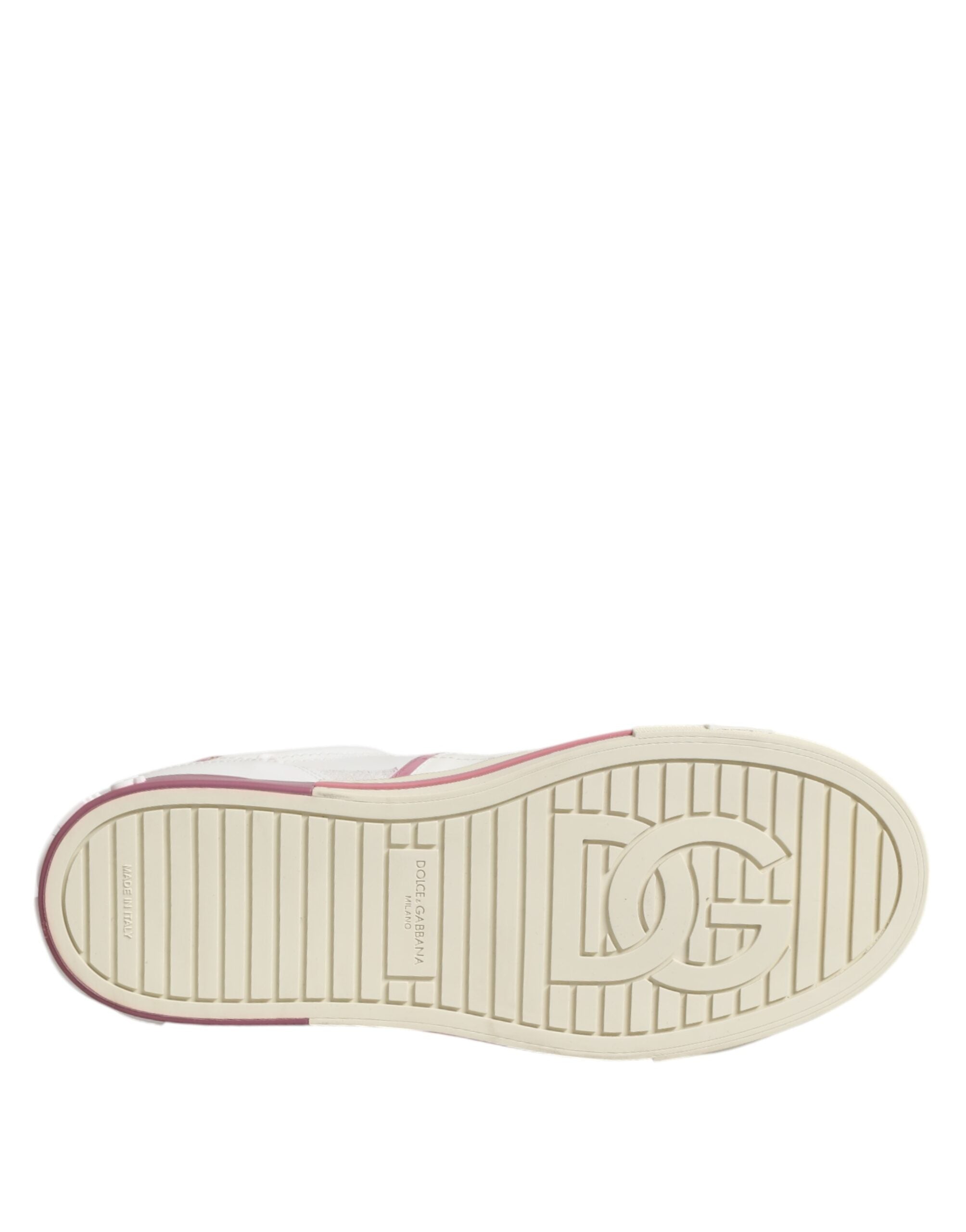 Dolce & Gabbana White Leather DG Logo Low Top Sneakers Shoes