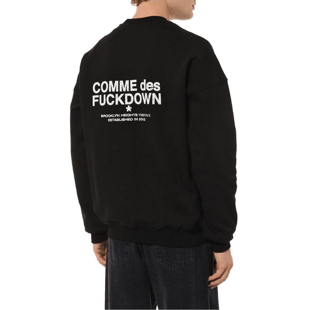 Comme Des Fuckdown Black Cotton Men's Crewneck Sweater - Hilstor