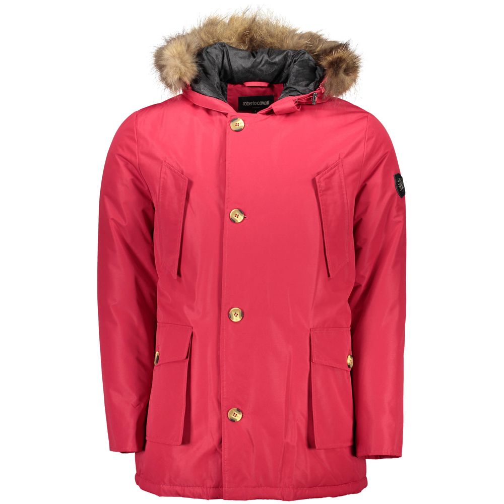 Roberto Cavalli Red Polyester Jacket