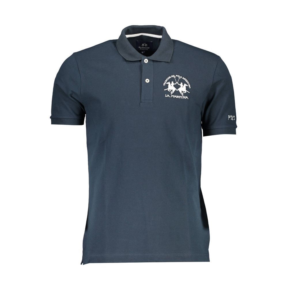 La Martina Blue Cotton Polo Shirt