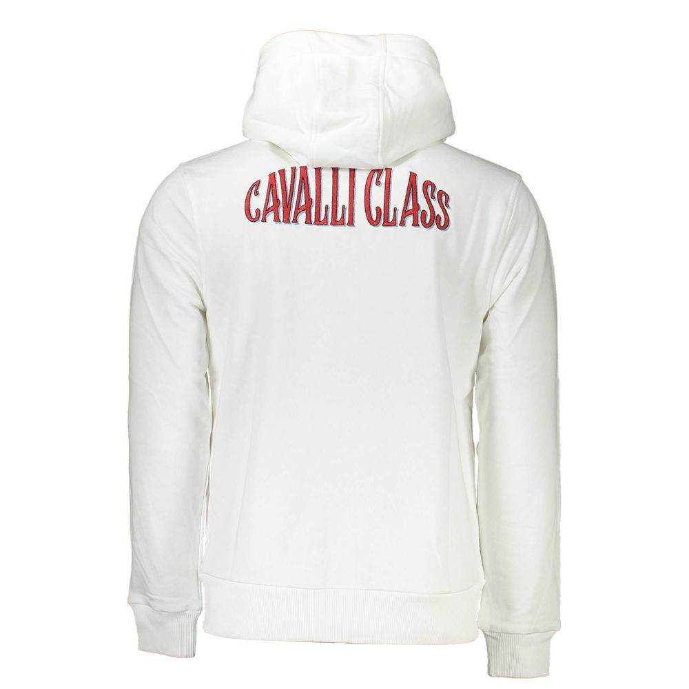 Cavalli Class White Cotton Men's Hooded Sweater - Hilstor