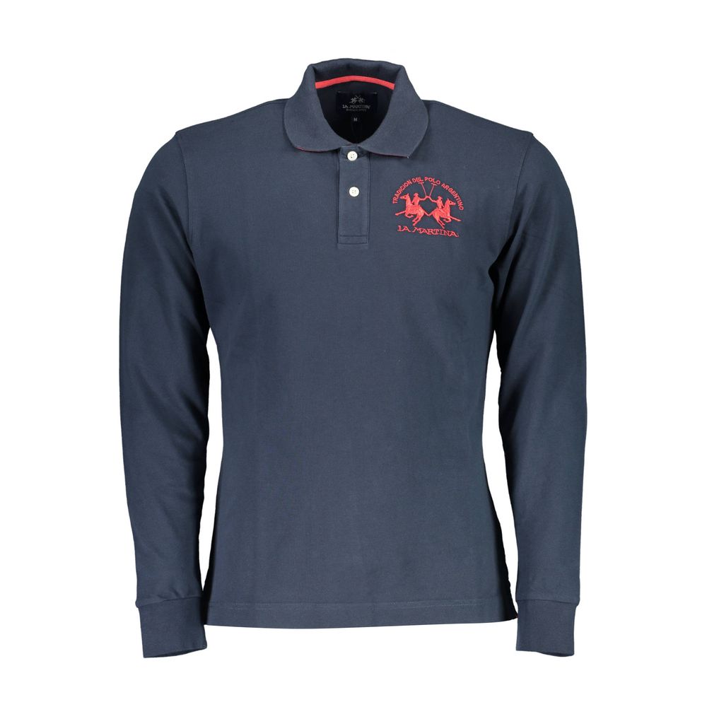 La Martina Blue Cotton Polo Shirt