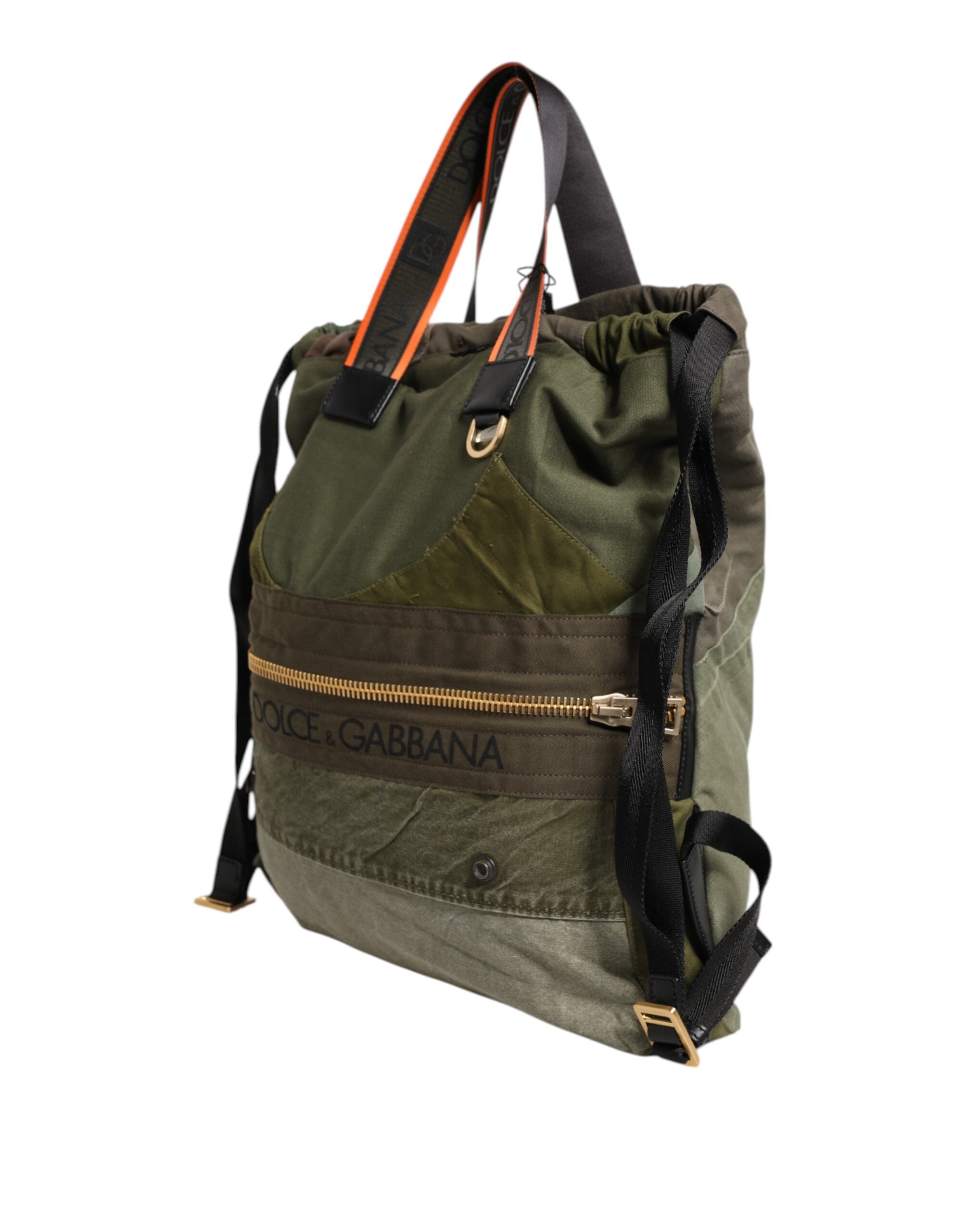Dolce &amp; Gabbana Military Green Patchwork Rygsæk Rygsæk Taske