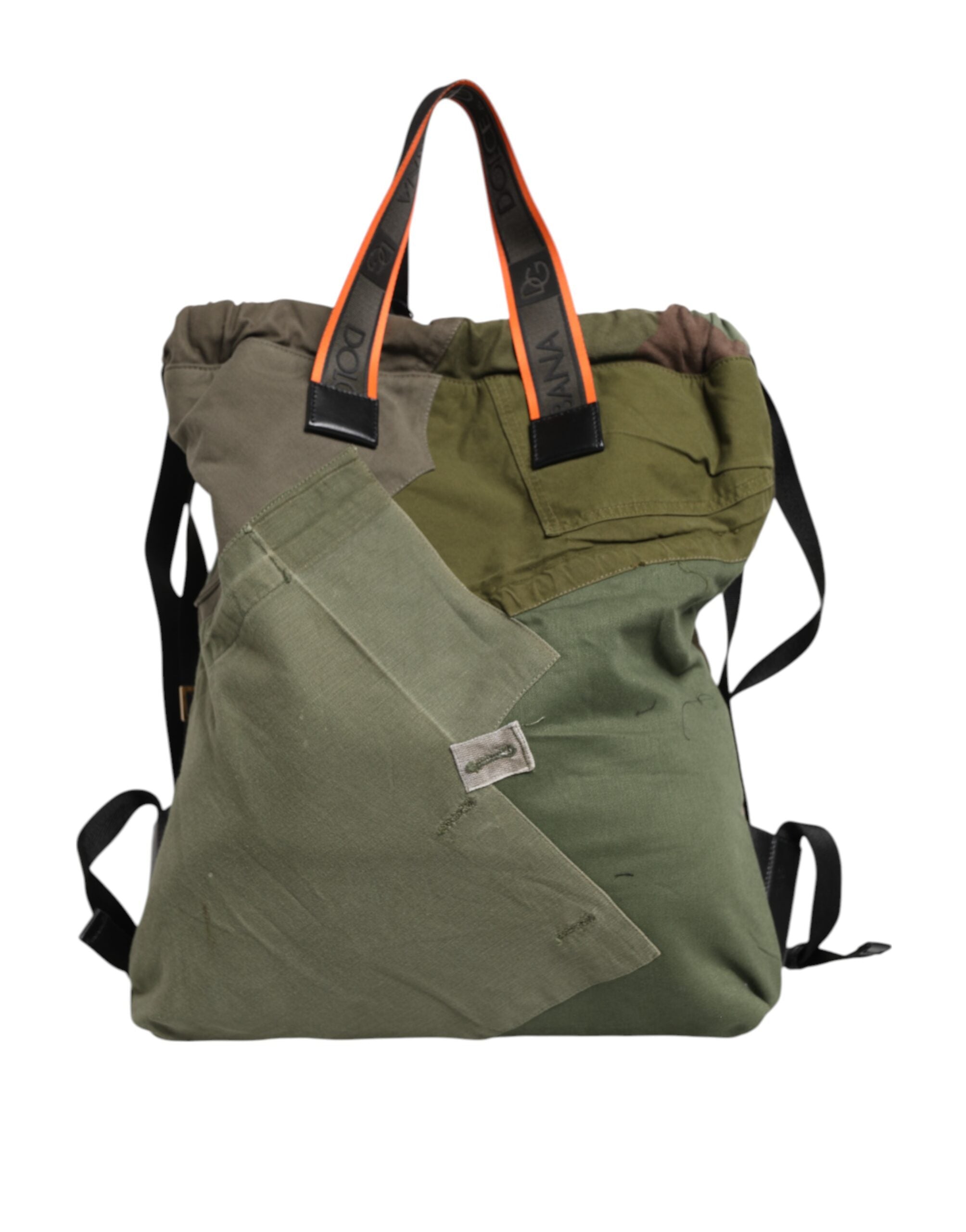 Dolce &amp; Gabbana Military Green Patchwork Rygsæk Rygsæk Taske
