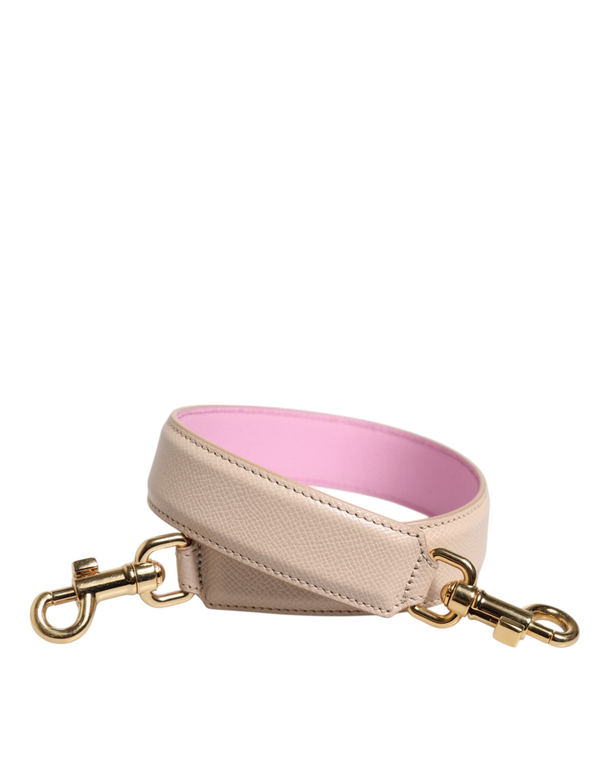 Dolce &amp; Gabbana Beige Pink Læder Håndtaske Tilbehør Skulderrem