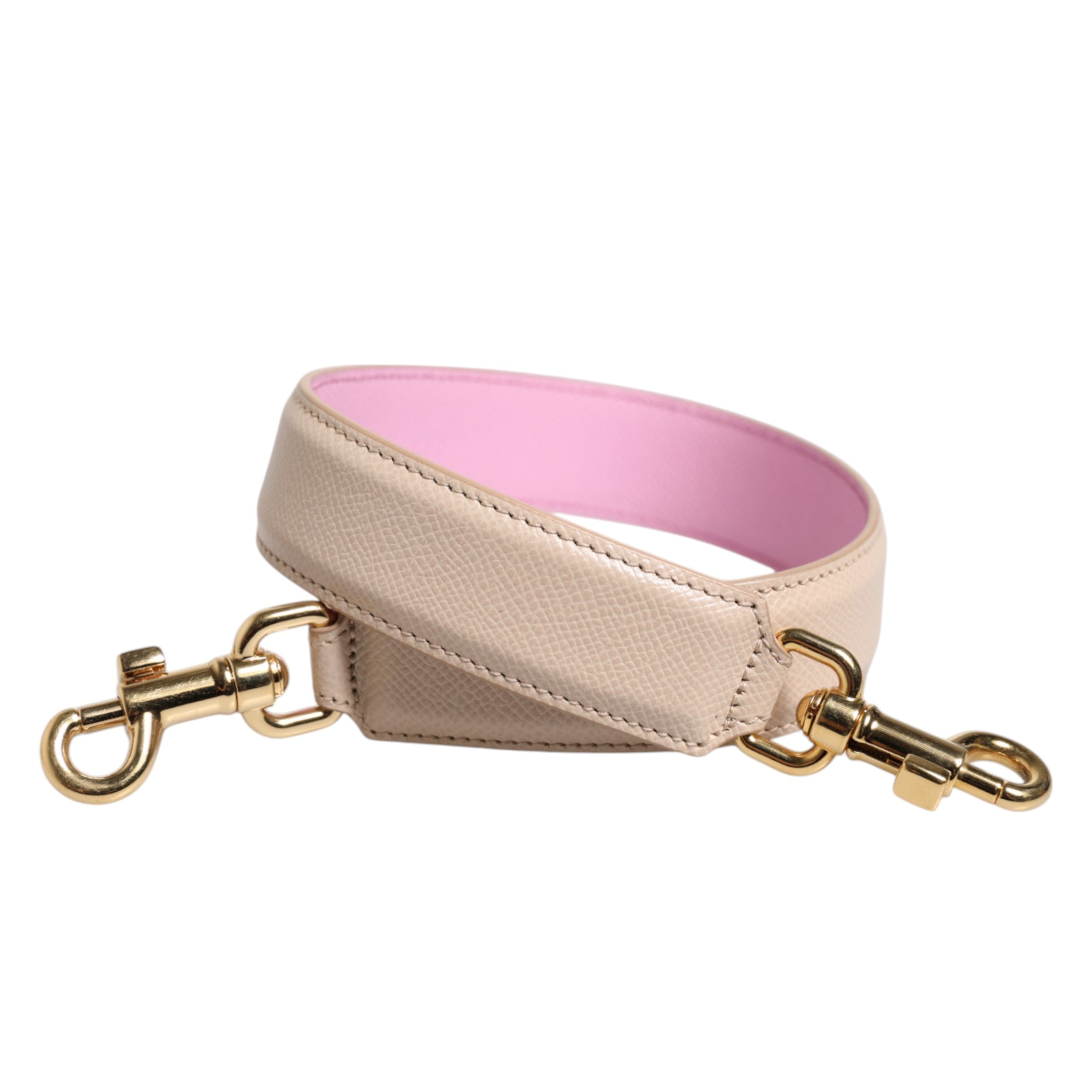 Dolce &amp; Gabbana Beige Pink Læder Håndtaske Tilbehør Skulderrem