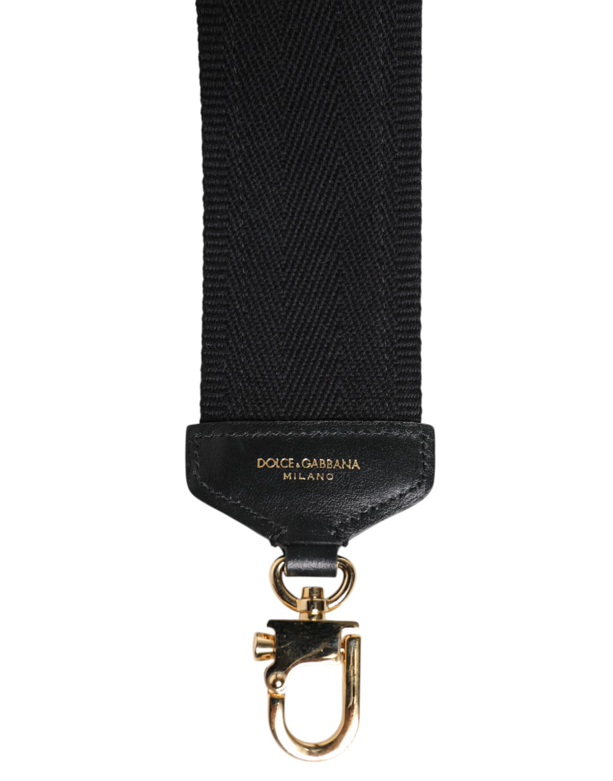 Dolce &amp; Gabbana sort bomuldstrykt dametaske med skulderrem