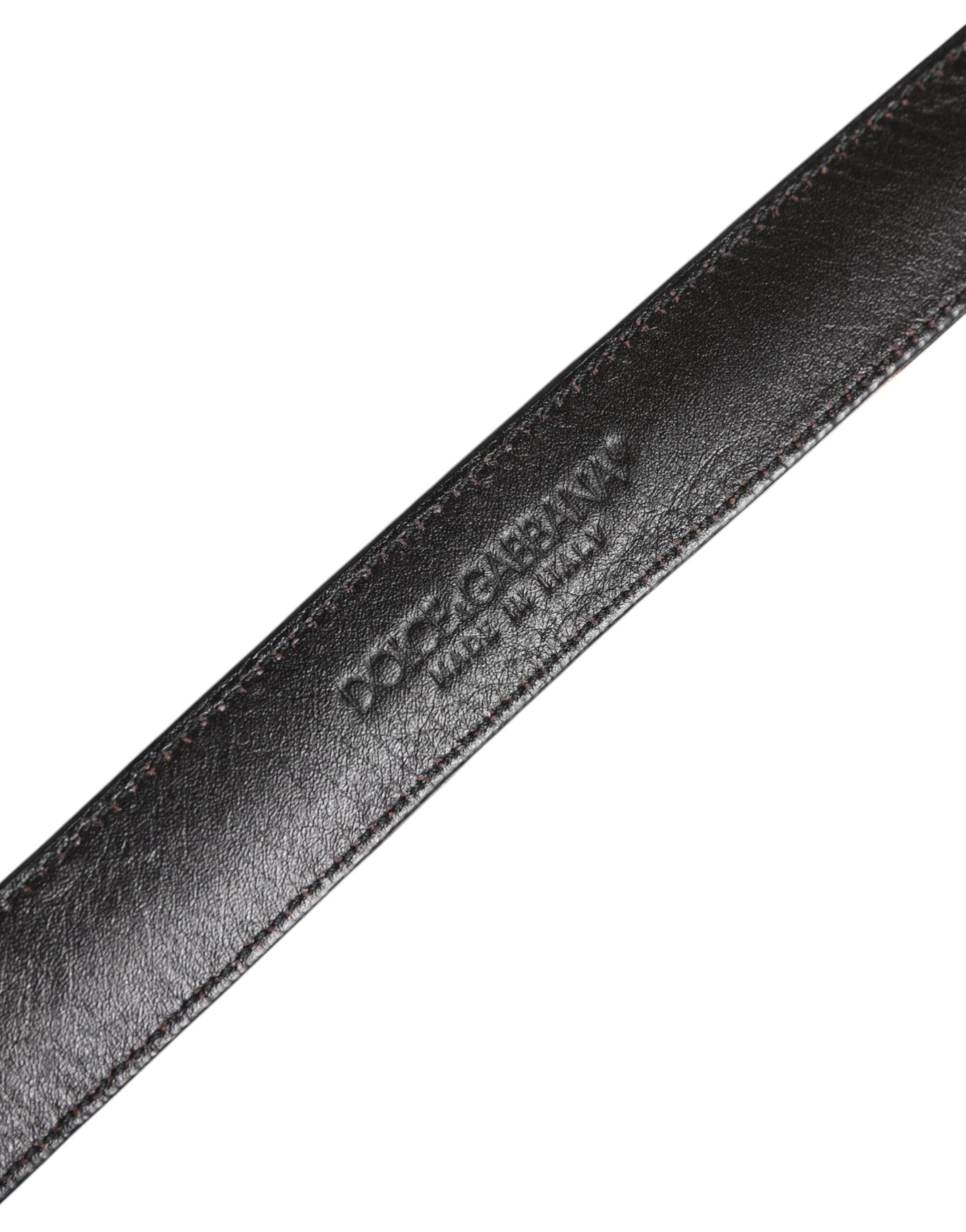 Dolce & Gabbana Brown Leopard Silver Metal Buckle Belt - Hilstor