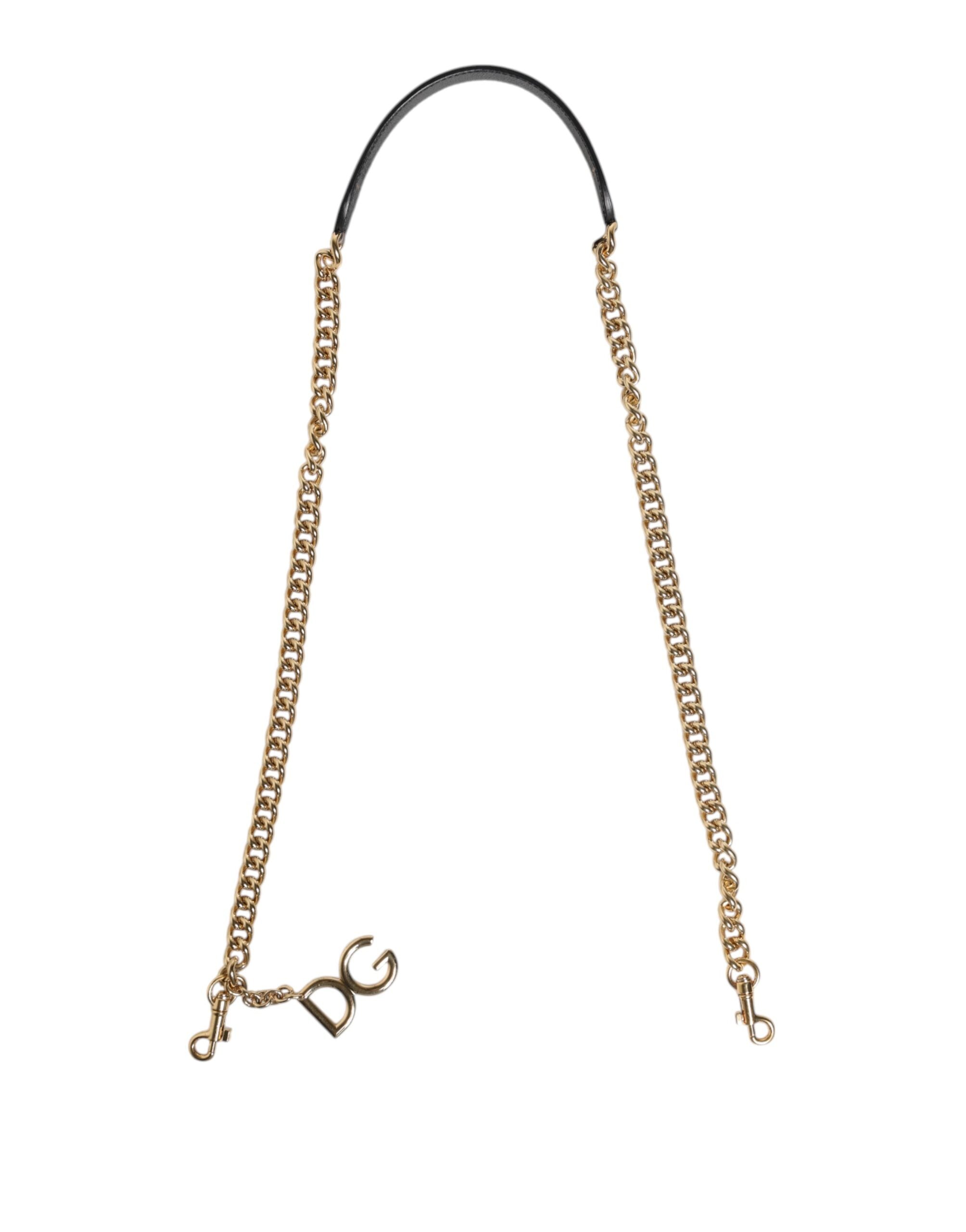 Dolce &amp; Gabbana Brun Leopard Guld Messing Kæde Tilbehør Skulderrem
