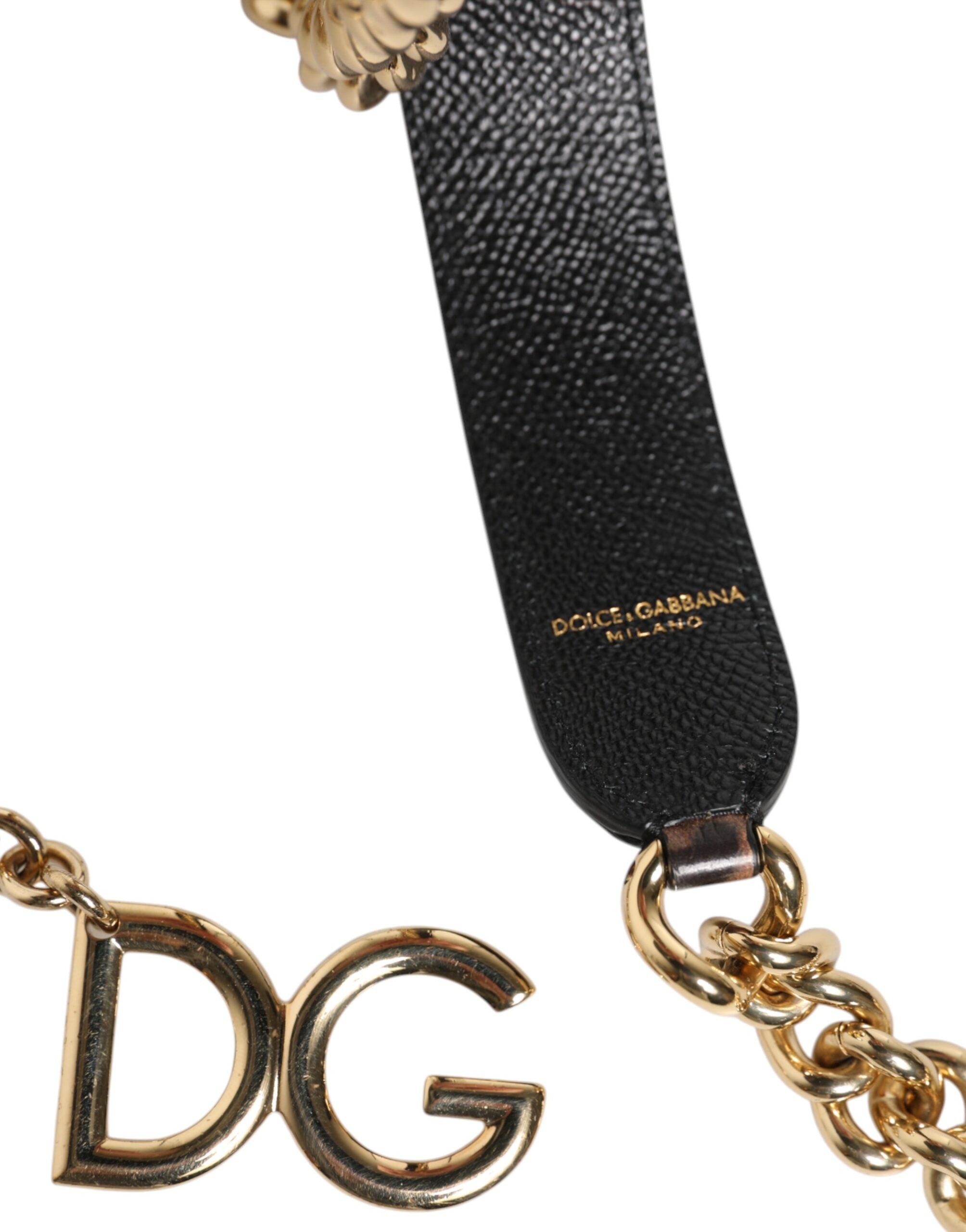 Dolce &amp; Gabbana Brun Leopard Guld Messing Kæde Tilbehør Skulderrem